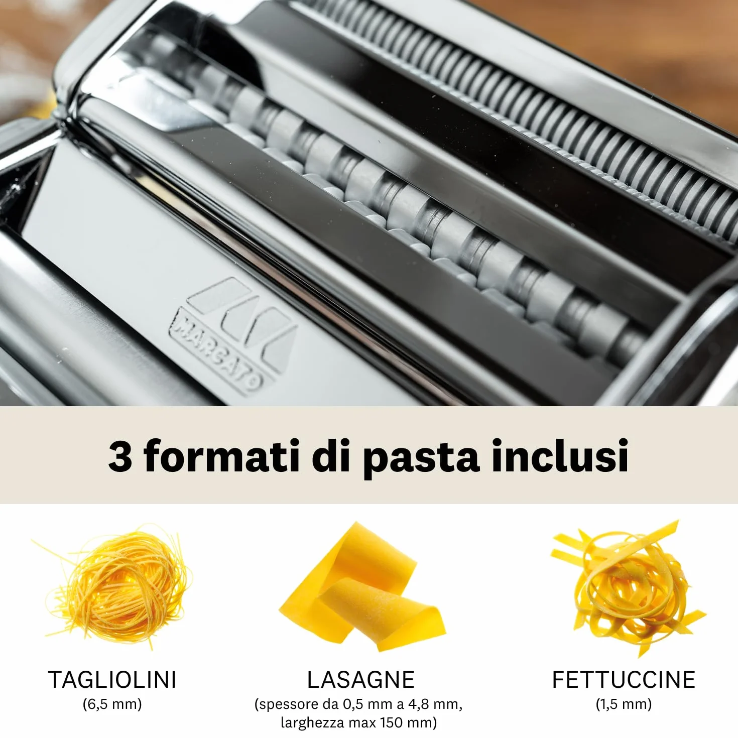 Marcato Classic Atlas 150 Maszynka do Makaronu, Aluminium, Srebrny, 20.3 x 20.3 x 17.8 cm