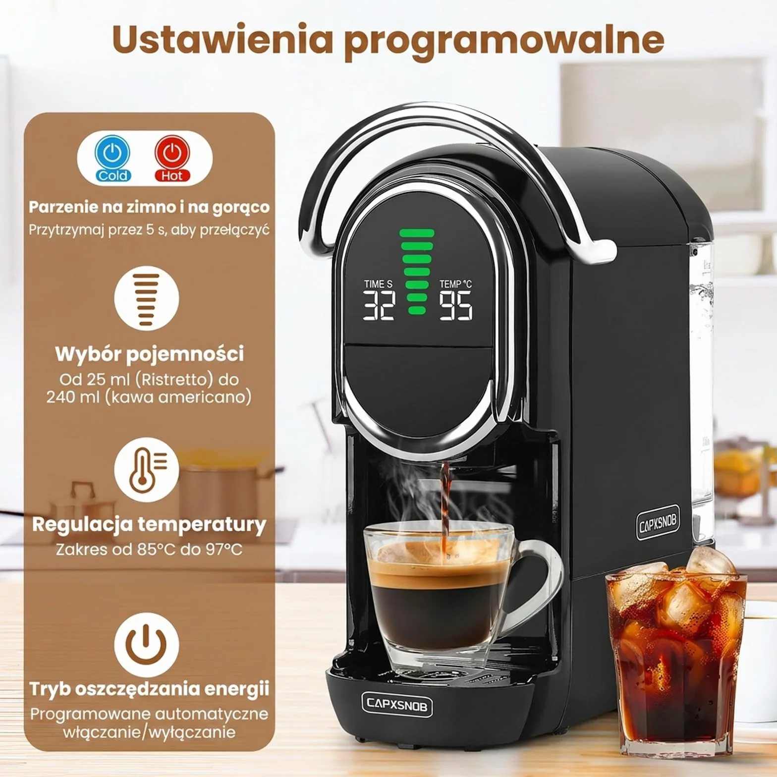 Magician1 Mini Multikapsułkowy Ekspres do kawy 5 w 1, do Nespresso, Dolce Gusto, Lavazza A Modo Mio, Saszetki ESE 44mm i Kawy Mielonej, 20 Barów Włoska Pompa,1450W, Wyświetlacz LED, do Domu i Biura