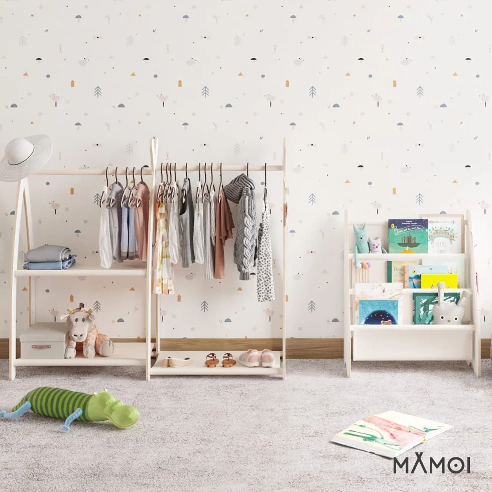 MAMOI® Regał na książki dla dzieci, skrzynka na książki do pokoju dziecięcego, regał na książki, drewniana ławka na książki, meble dziecięce, montessori