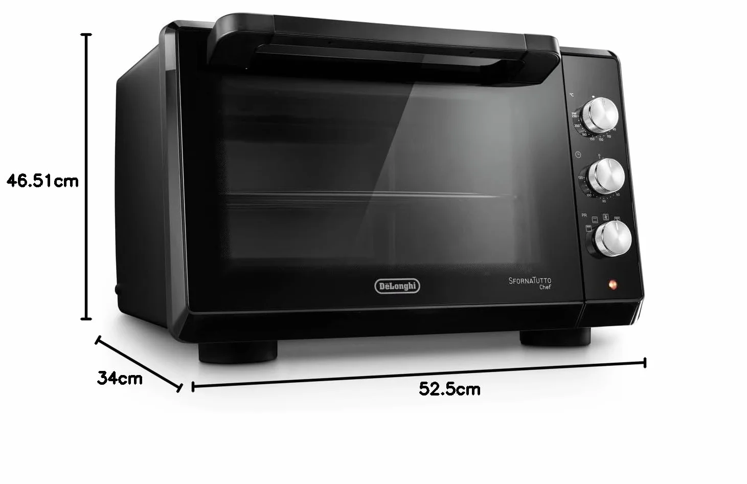De'Longhi Piec szefa kuchni EO34302 Wentylowany piekarnik elektryczny z 5 poziomami gotowania, podwójne szklane drzwi, temperatura 80-230°C, 120 cali, w zestawie blacha do pieczenia i grill, pojemność