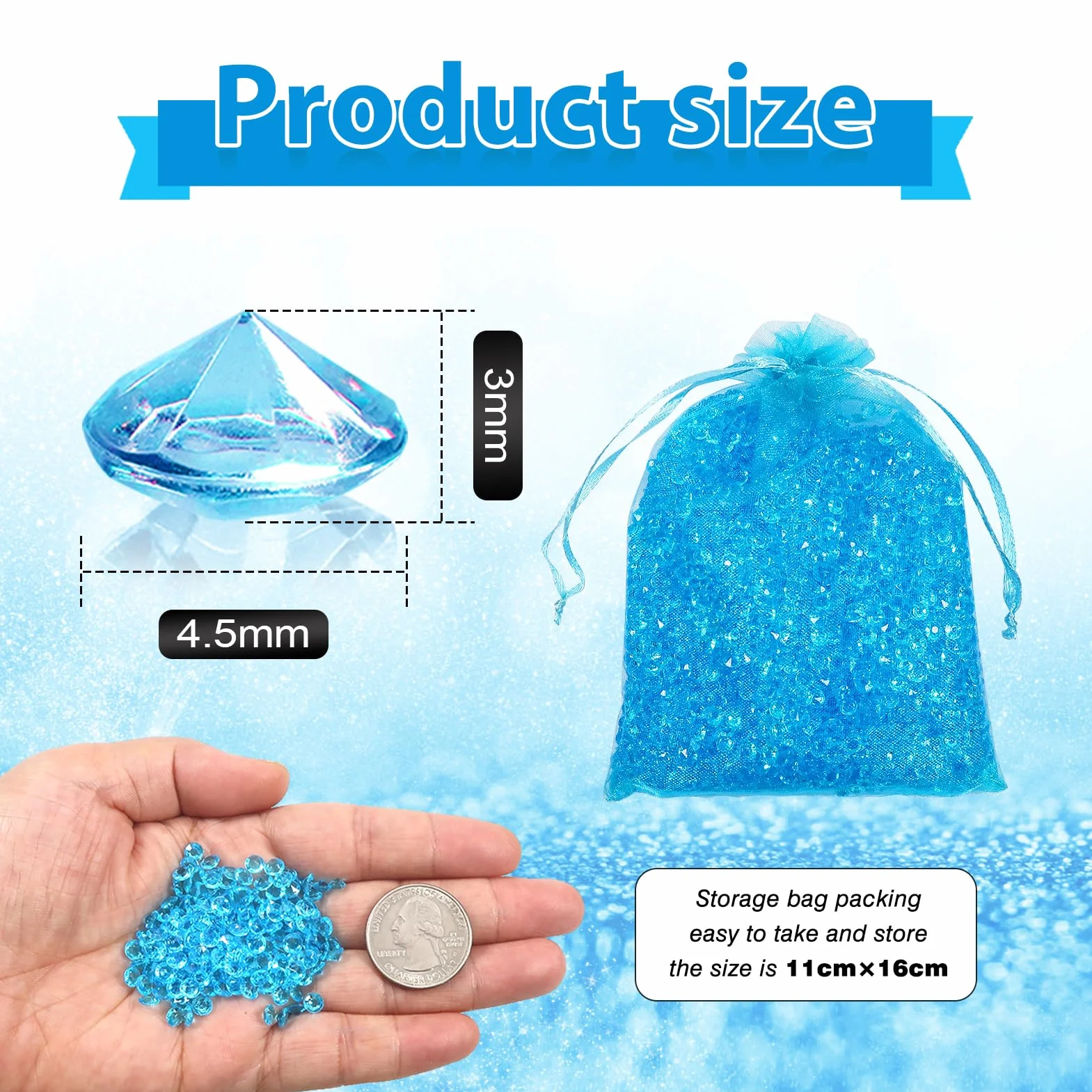 TOAOB 5000 szt. niebieskie kryształy na stół, akrylowe diamenty, stras, 4,5 mm, do dekoracji stołu, dekoracji ślubnej, na wieczór panieński, 5000 szt