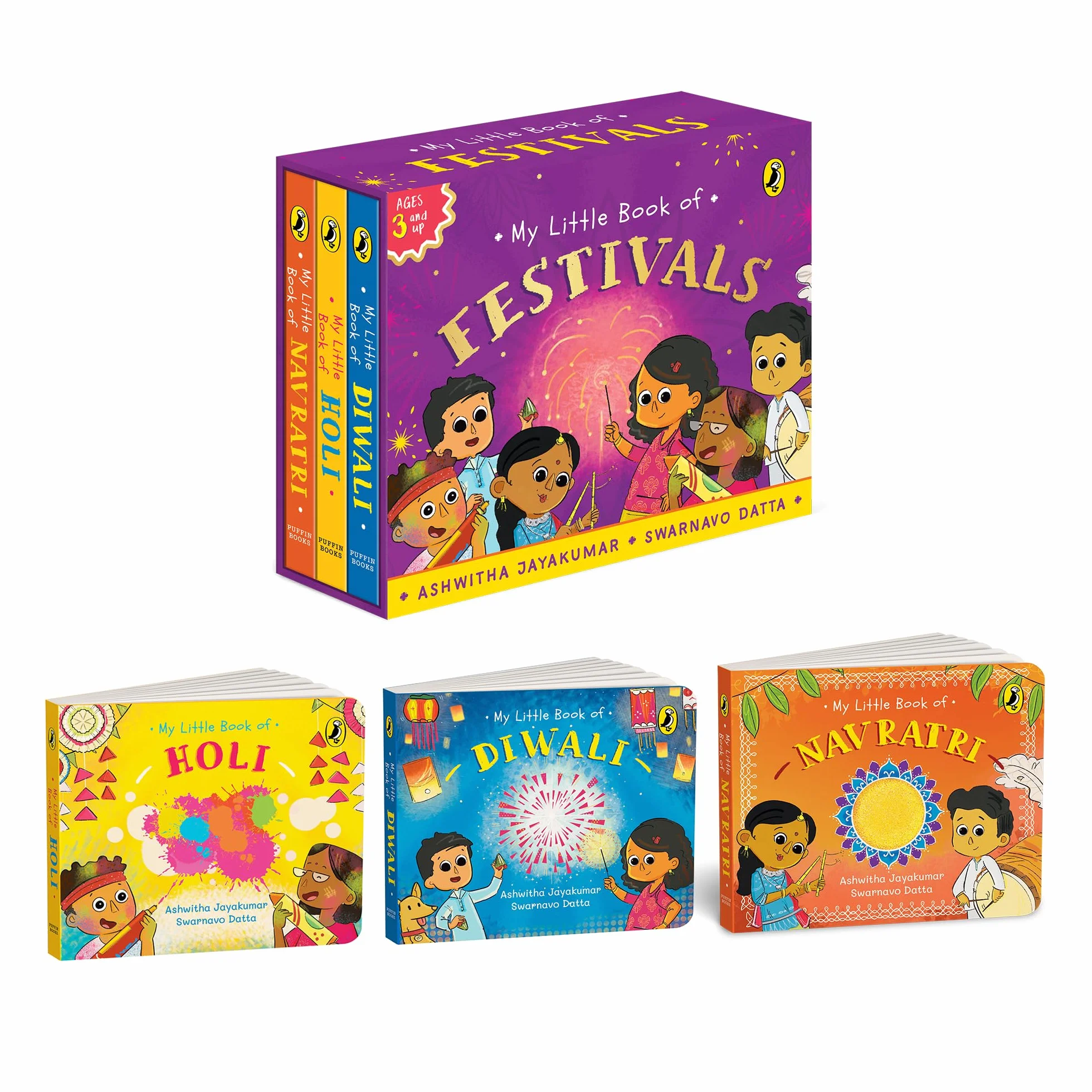 My Little Book of Festivals (Boxset): Illustrated Board Books on the Indian Festivals of Diwali, Holi and Navratri Hindu Mythology for Kids Age 3+