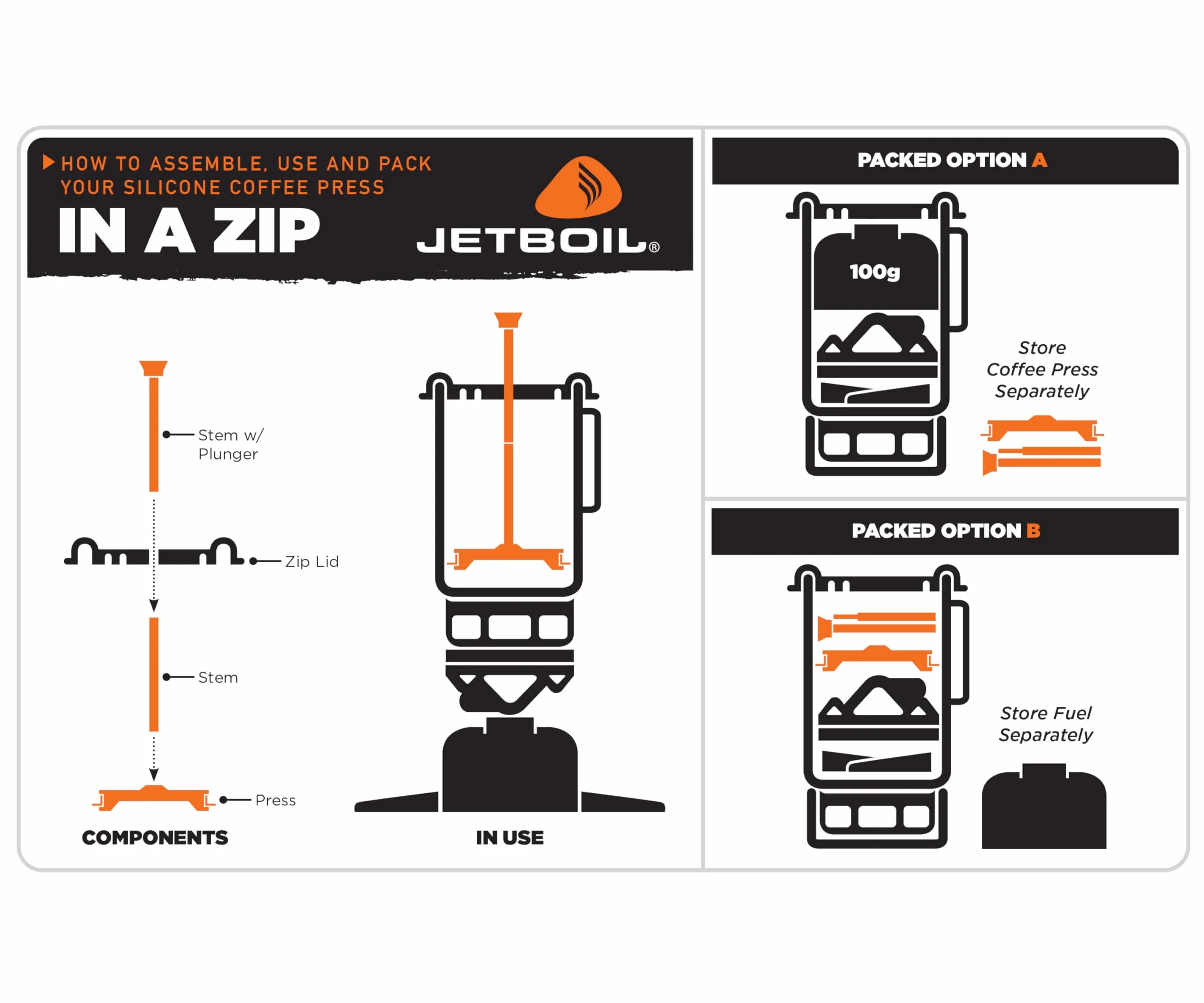Jetboil Silikonowa prasa do kawy kuchenka kempingowa