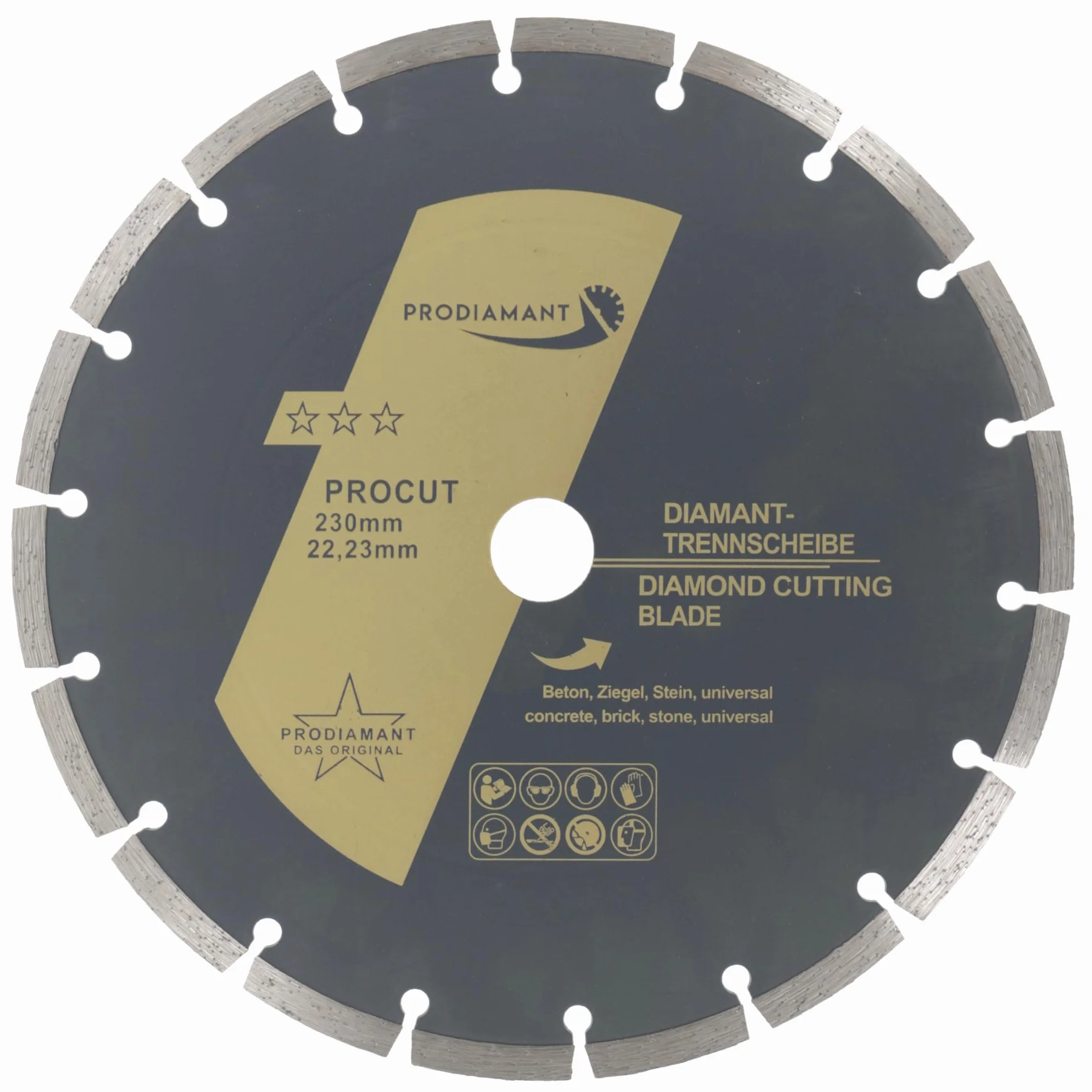 PRODIAMANT Diamentowa tarcza tnąca 230 mm, uniwersalna tarcza tnąca do kamienia, betonu, granitu, muru, cegły, akcesoria szlifierki kątowej
