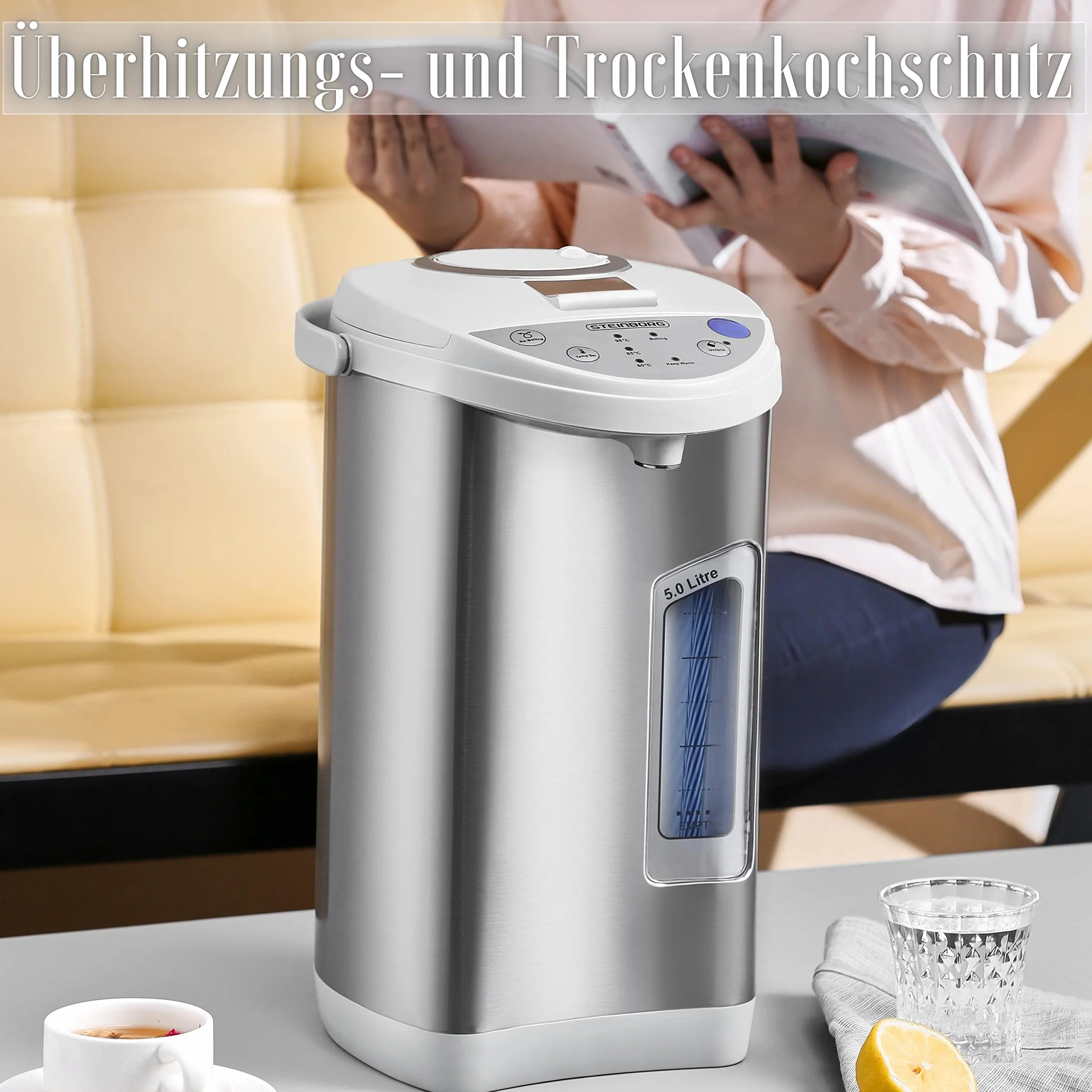 Thermopot 5 litrów ze stali nierdzewnej dozownik gorącej wody czajnik termos