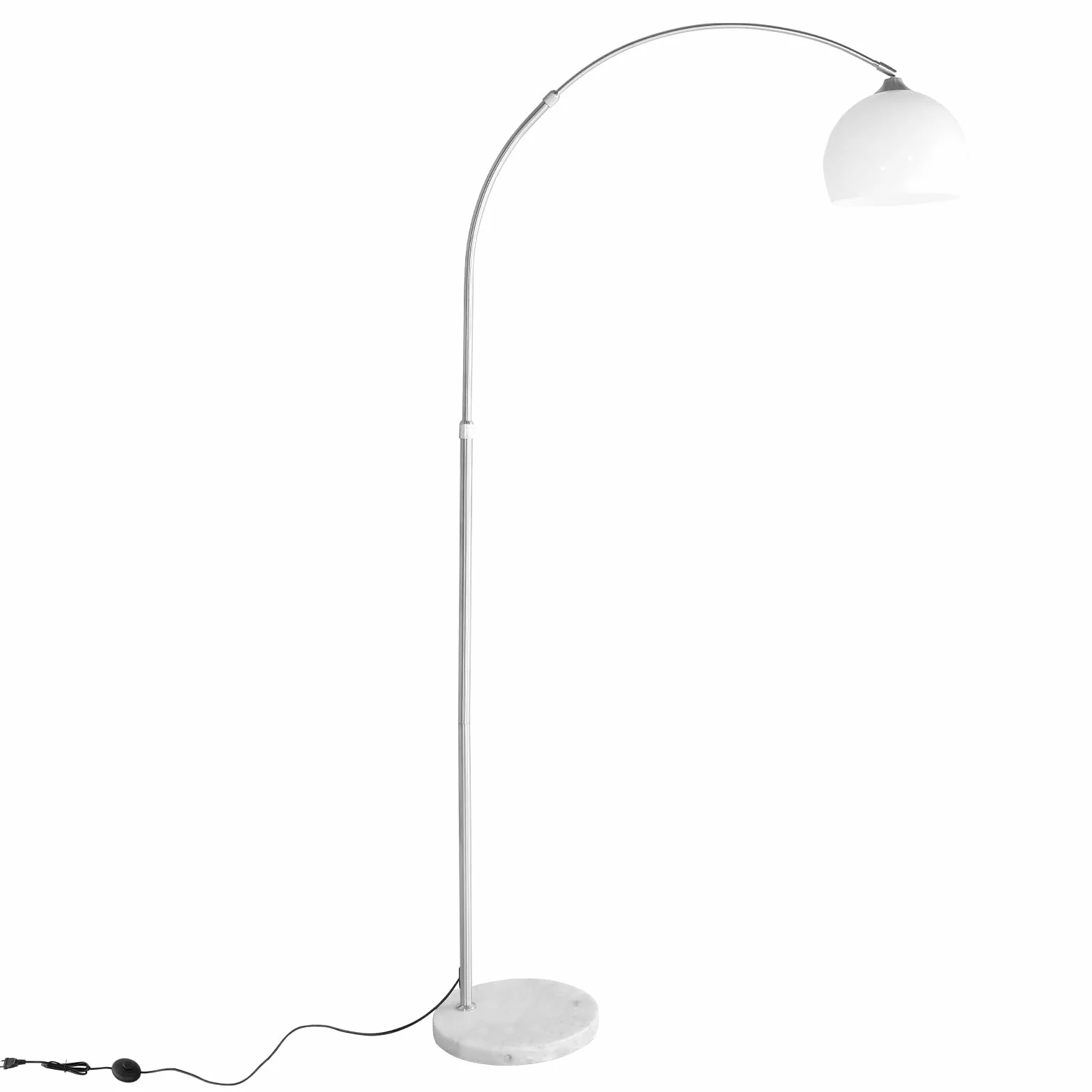 CCLIFE Lampa łukowa LED E27 z regulowaną wysokością, biała podstawa z marmuru, pomarańczowa lampa stojąca, lampa podłogowa łukowa.
