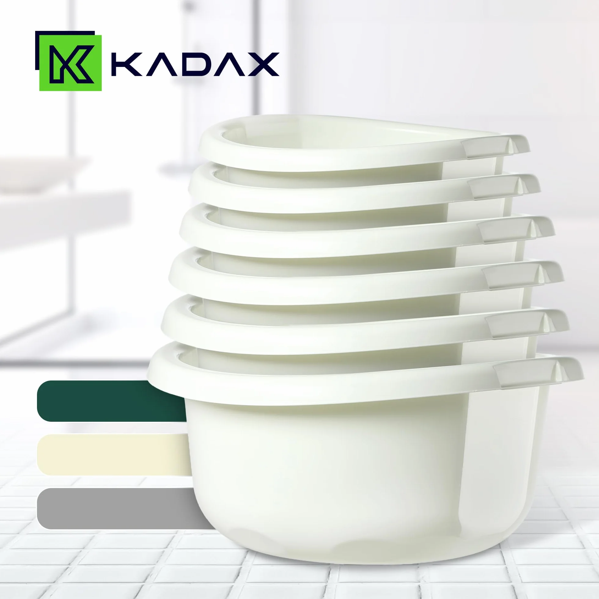 KADAX Miska łazienkowa 20 l, kremowa, wytrzymała do prania i moczenia, do łazienki i pralni, łatwe czyszczenie