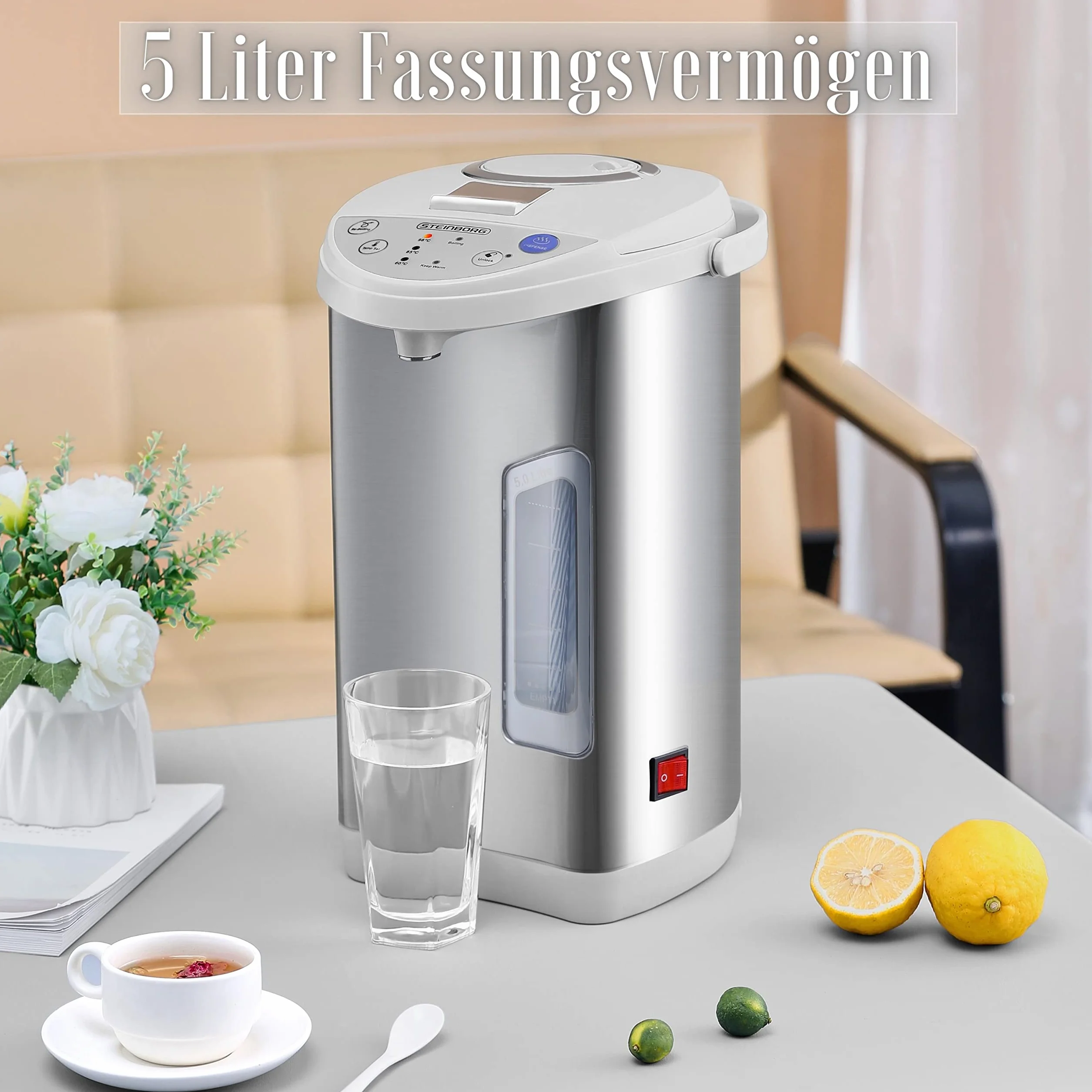Thermopot 5 litrów ze stali nierdzewnej dozownik gorącej wody czajnik termos