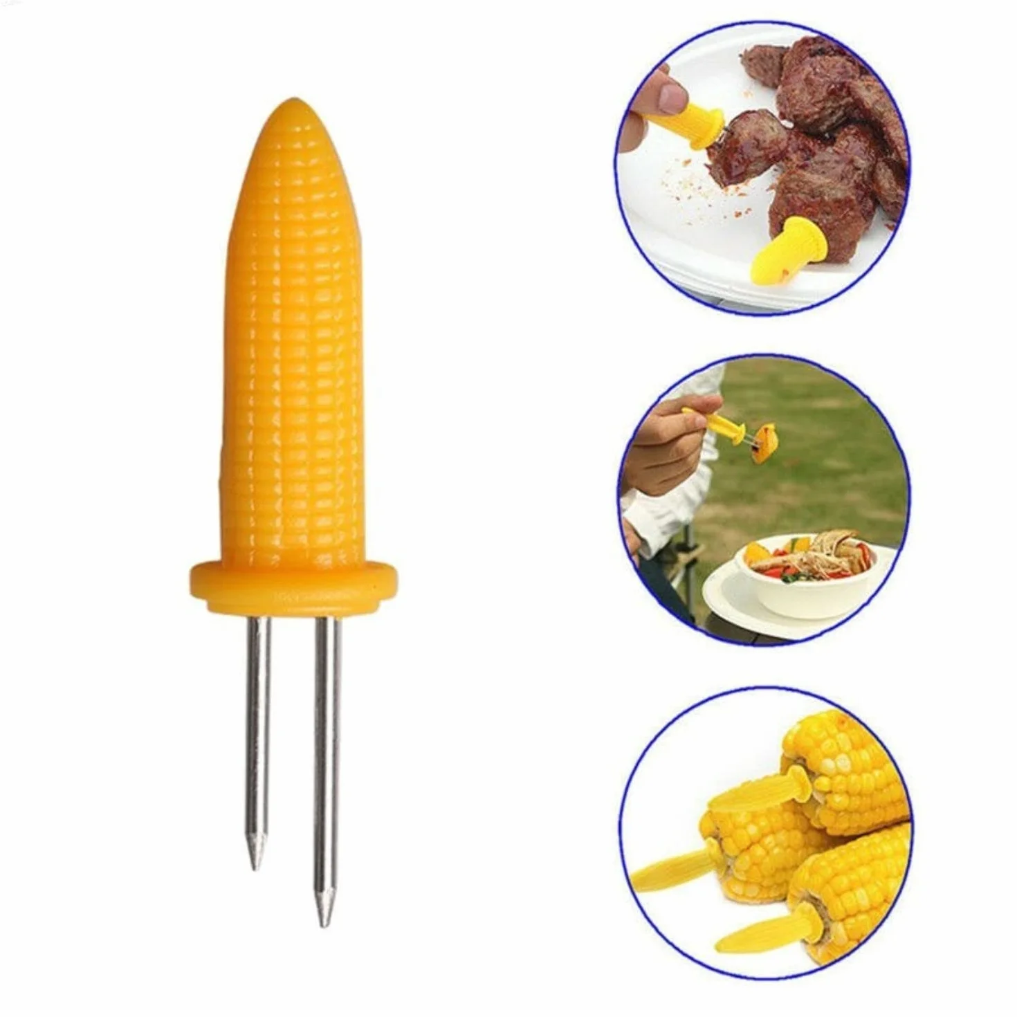 20 szt. szpikulce kukurydzy, ze stali nierdzewnej, widelce kukurydzy, stojak na kolby kukurydzy, stojak na szpikulce kukurydzy, do grilla, do domu, kuchni, grilla, owoców Forks, na Boże Narodzenie Maiskolbenspieße