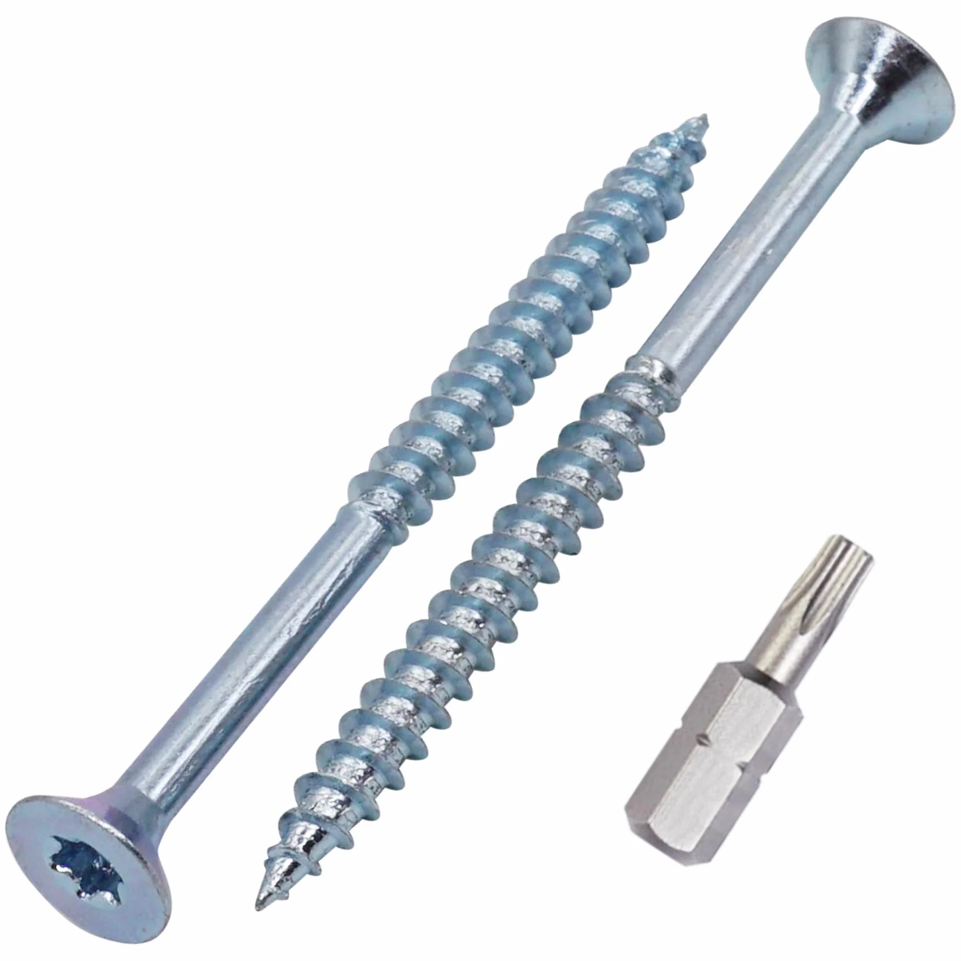 SKIR'CO (100 szt.) Wkręty do drewna ze stali ocynkowanej 6,0 x 90 mm, wkręty z łbem stożkowym Torx, wkręty do płyt wiórowych, częściowo gwintowane