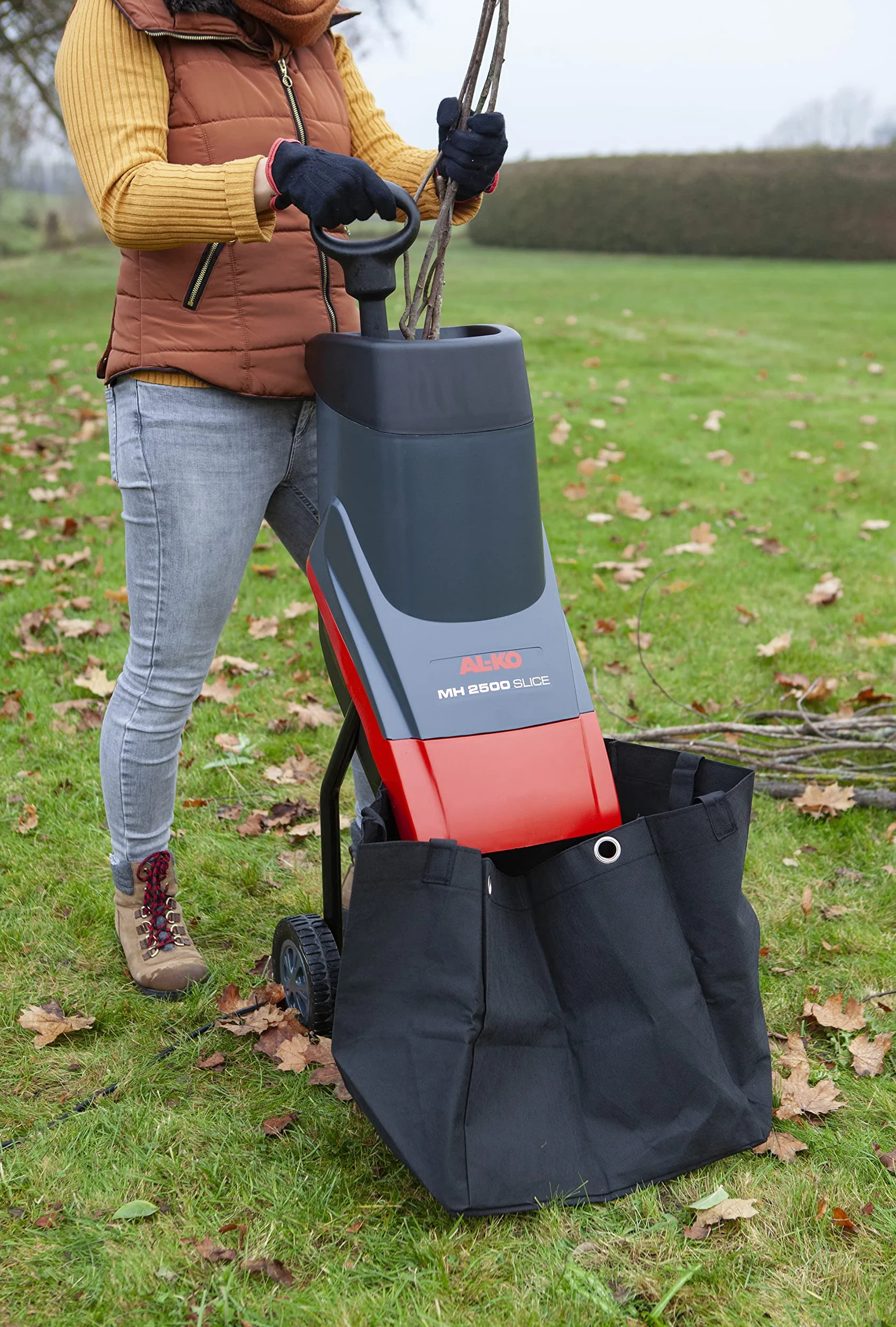 AL-KO MH 2500 Slice rozdrabniacz do noży o mocy 2500 W, maks. grubość gałęzi 40 mm, pojemnik 50 l, szary