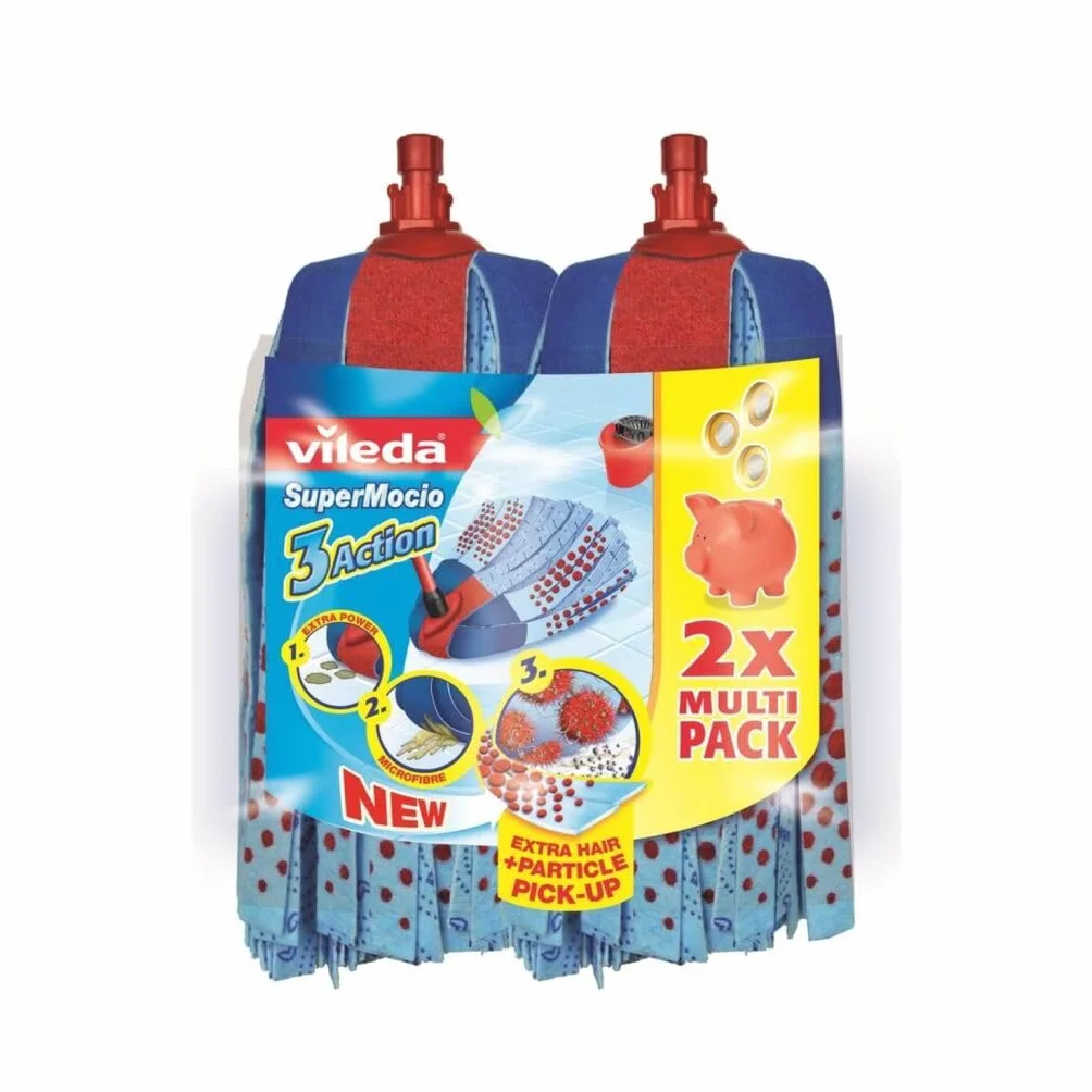Vileda Supermocio 3 Action Wymienne Głowice do Mopa, Niebieski, XL