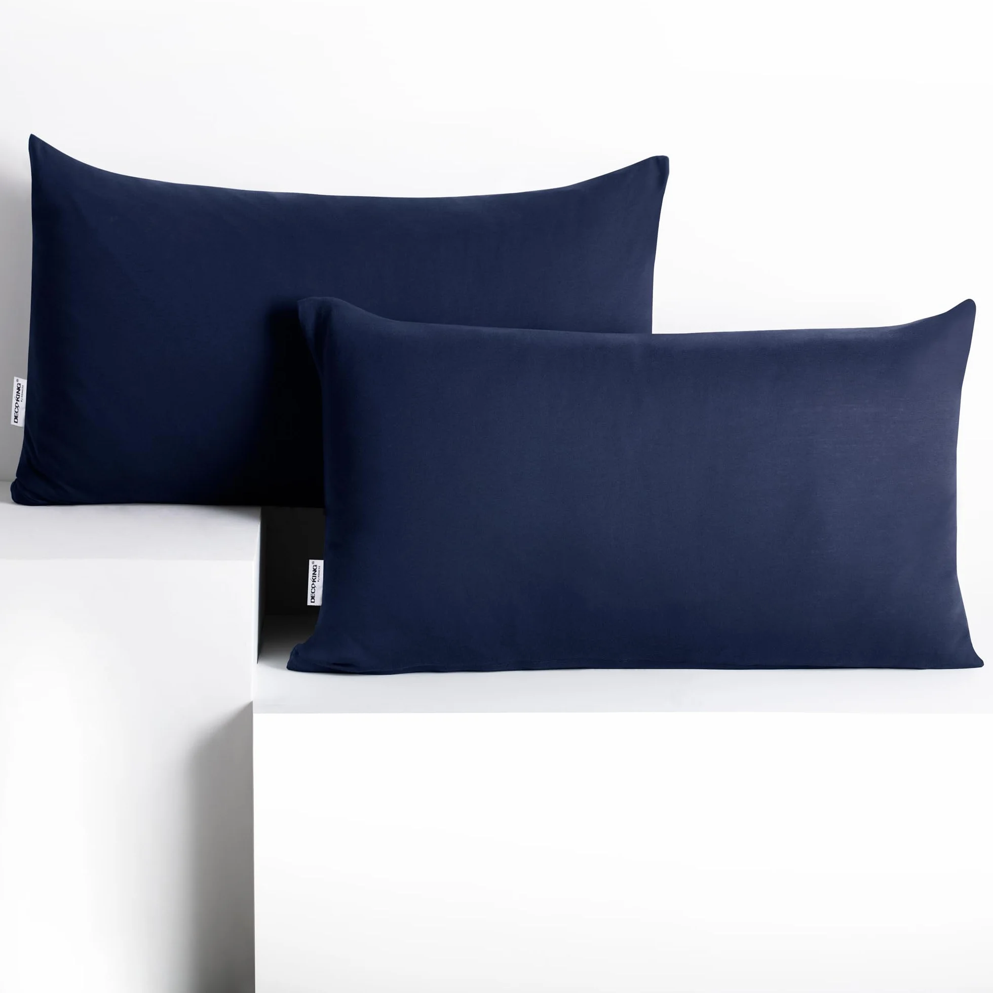 DecoKing 2 poszewki na poduszkę 50 x 60 cm, dżersej, bawełna, zamek błyskawiczny, ciemnoniebieski, bursztynowy