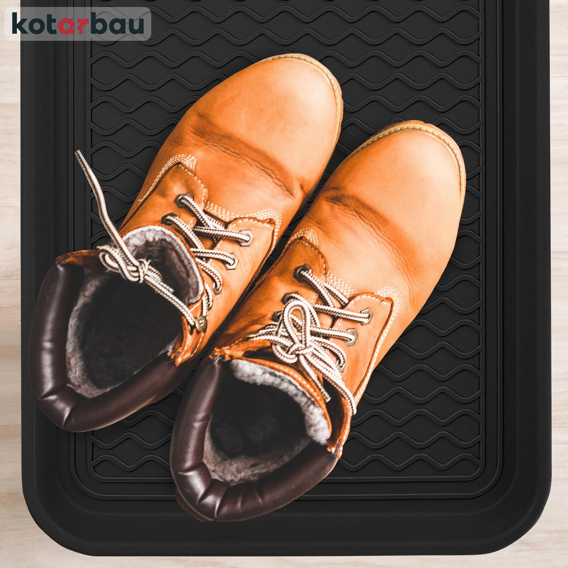 KOTARBAU® Zestaw 2 szt Ociekacz na Buty - 38 X 76 cm - Podstawka Na Mokre Buty - Mata do Przedpokoju - Czarna