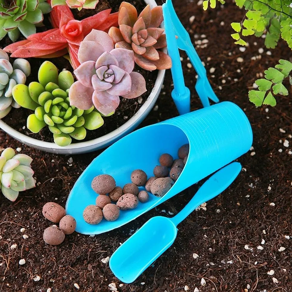 4 szt. Łopata ogrodowa, mini łopata ogrodowa, plastikowy zestaw ogrodniczy, używana do sukulentów, bonsai (różowa)