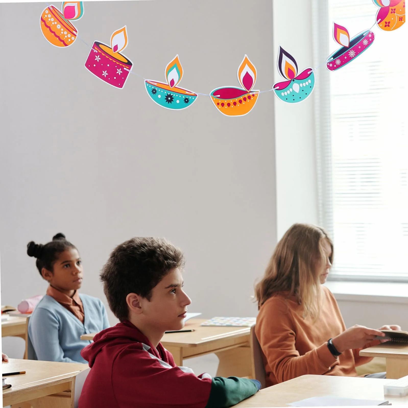 Happyyami Happy Diwali Banner z Papieru Do Dekoracji Ścian i Drzwi Przyjęcia Diwali Łatwy Zawieszeniu Trwały i Wielokrotnego Użytku Idealny Do Dekoracji Sali Lekcyjnej