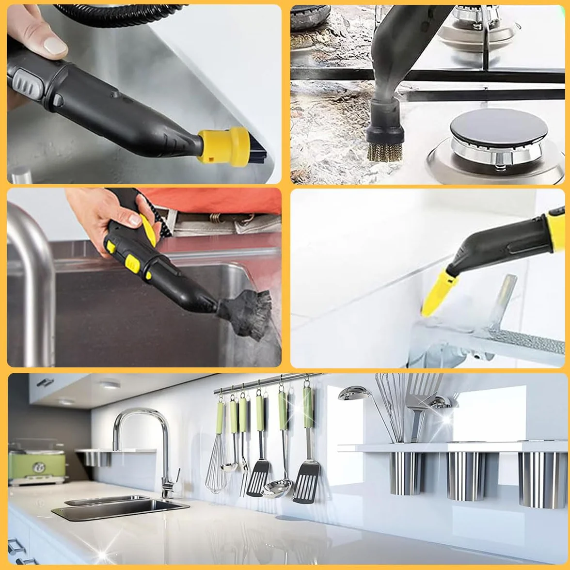 NIYATA 11 szt. akcesoria do czyszczenia par Karcher, akcesoria do czyszczenia par z dyszami, pierścieniami uszczelniającymi, okrągłymi szczotkami, do Kärcher SC1 SC2 SC3 SC4 SC5 SC7 CTK10