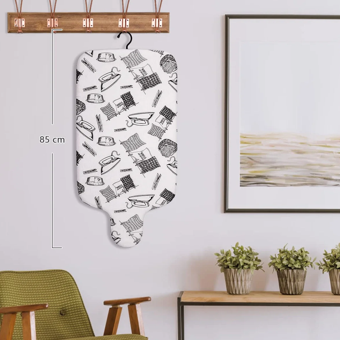Duwee Deska do Prasowania na Stół, Mała Deska do Prasowania z Haczykiem do Zawieszenia, 100% Bawełniany Pokrowiec, Składane Nóżki i Kompaktowy Rozmiar, 40 x 77 cm