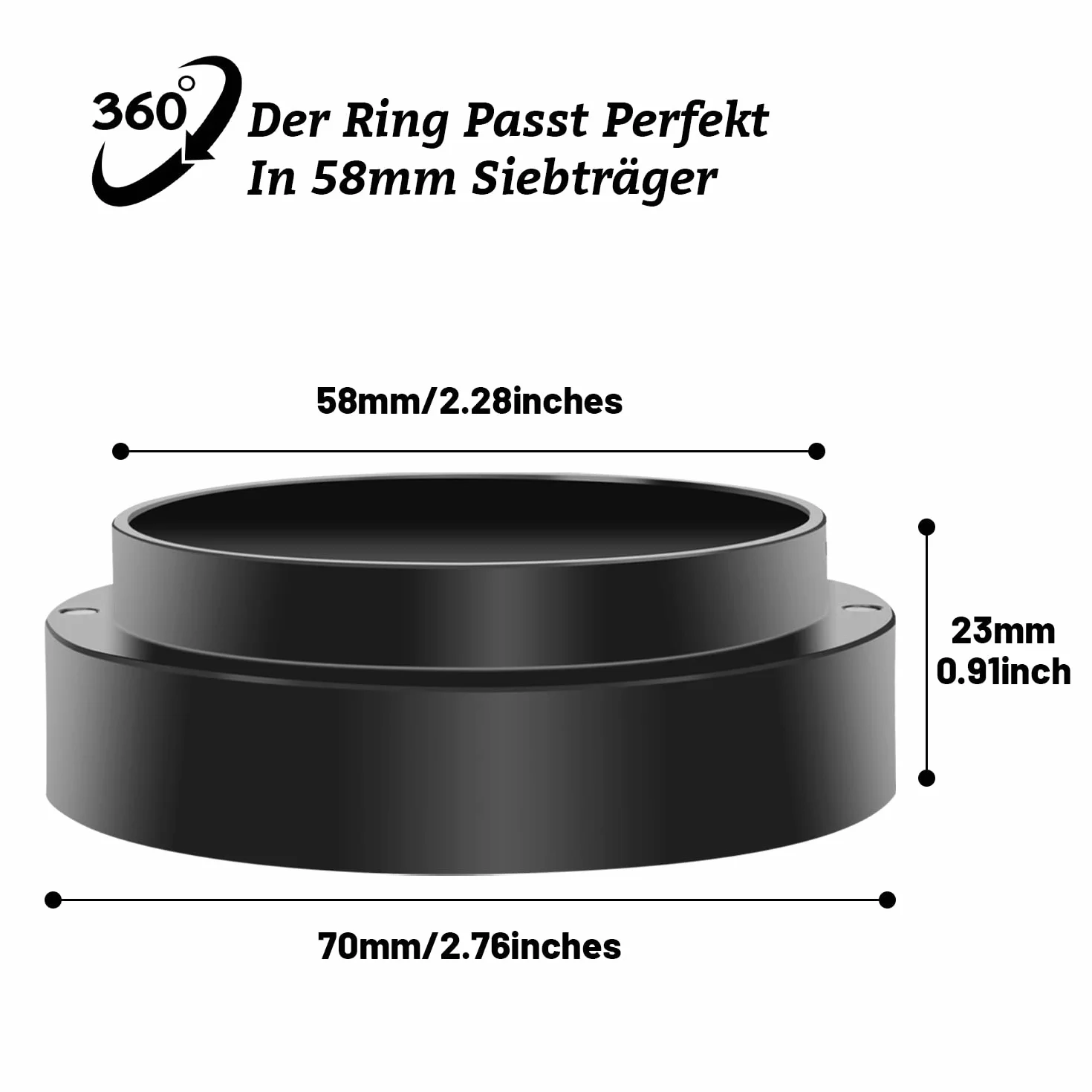 Pierścień dozujący 58 mm sitko do kawy lejek espresso czarny
