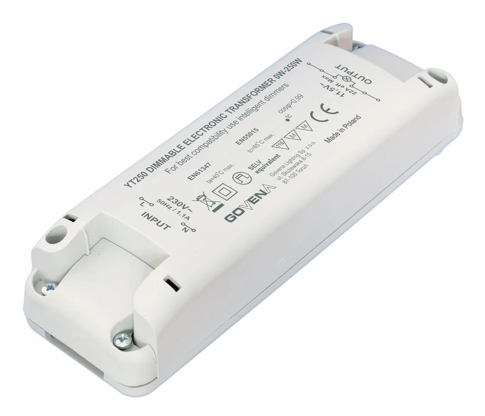 0W - 250W ściemniany transformator elektroniczny YT250 - halogenowe niskonapięciowe i światła LED 12 V AC