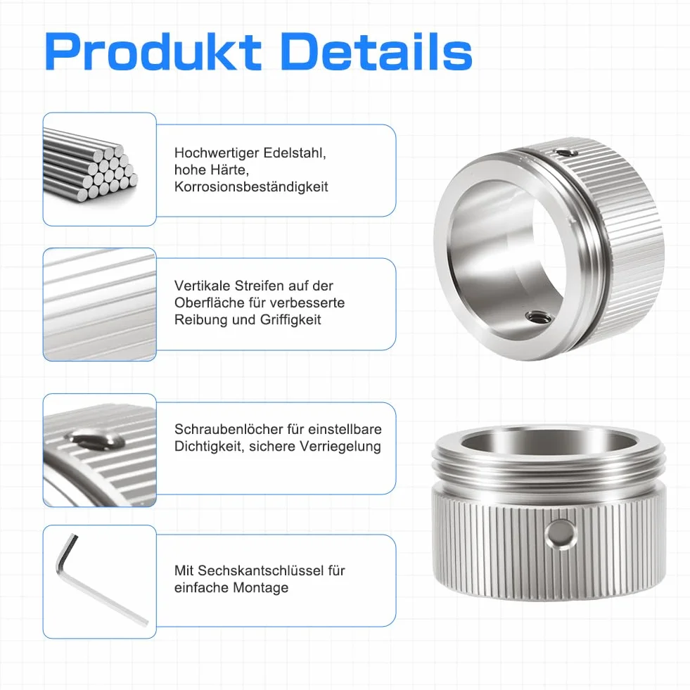 Adapter termostatu grzejnika do zaworów RA ze stali nierdzewnej (2 sztuki) - w zestawie śruby i klucz imbusowy - kompatybilny z Danfoss RA (20-23 mm) na M30 x 1,5 do głowic termostatu