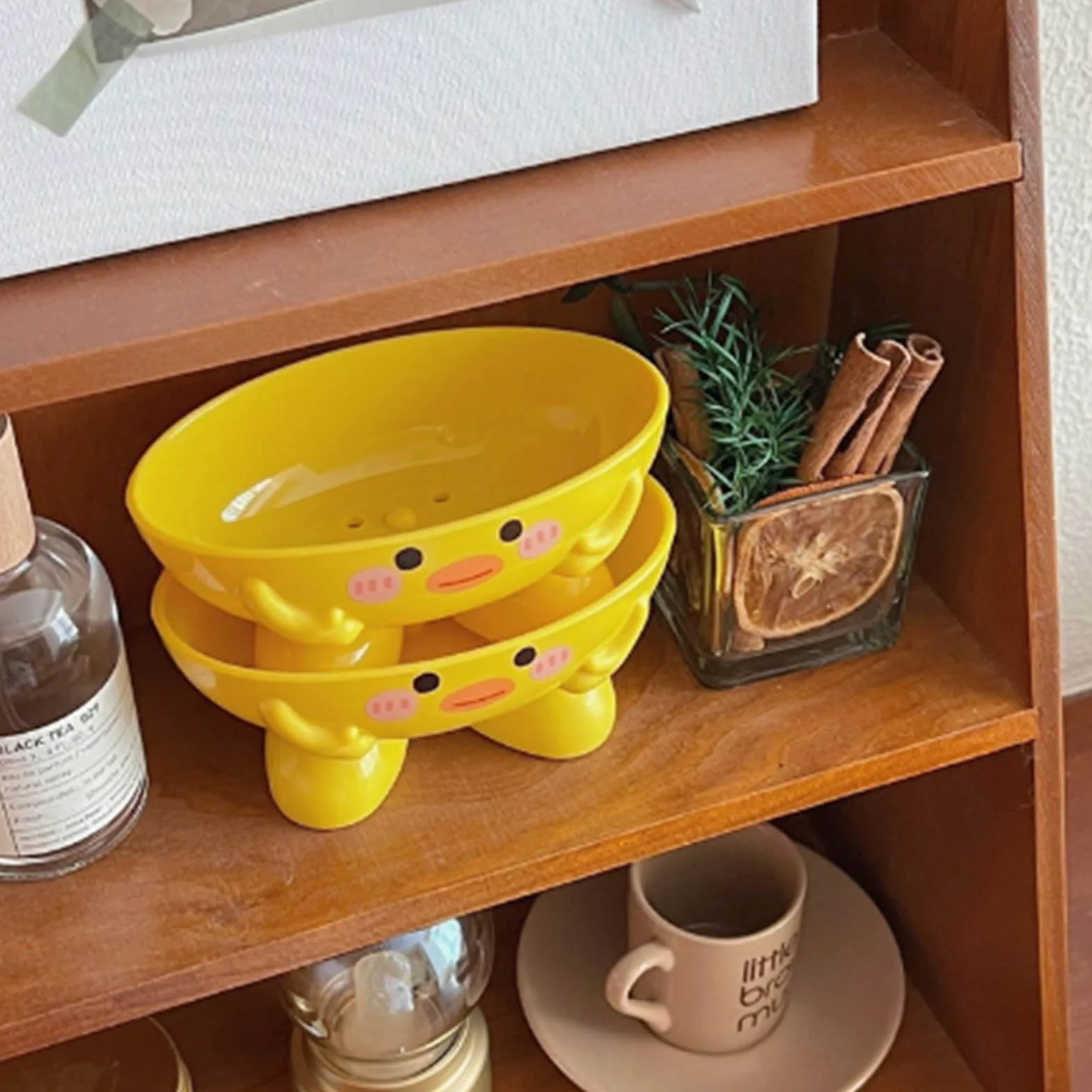 Mydelniczka w kształcie zwierzęcej kaczki, plastikowe pudełko na mydło, urocza mydelniczka w kształcie kaczki z otworami odpływowymi, ulepszony design i powiększona podstawa dla dzieci