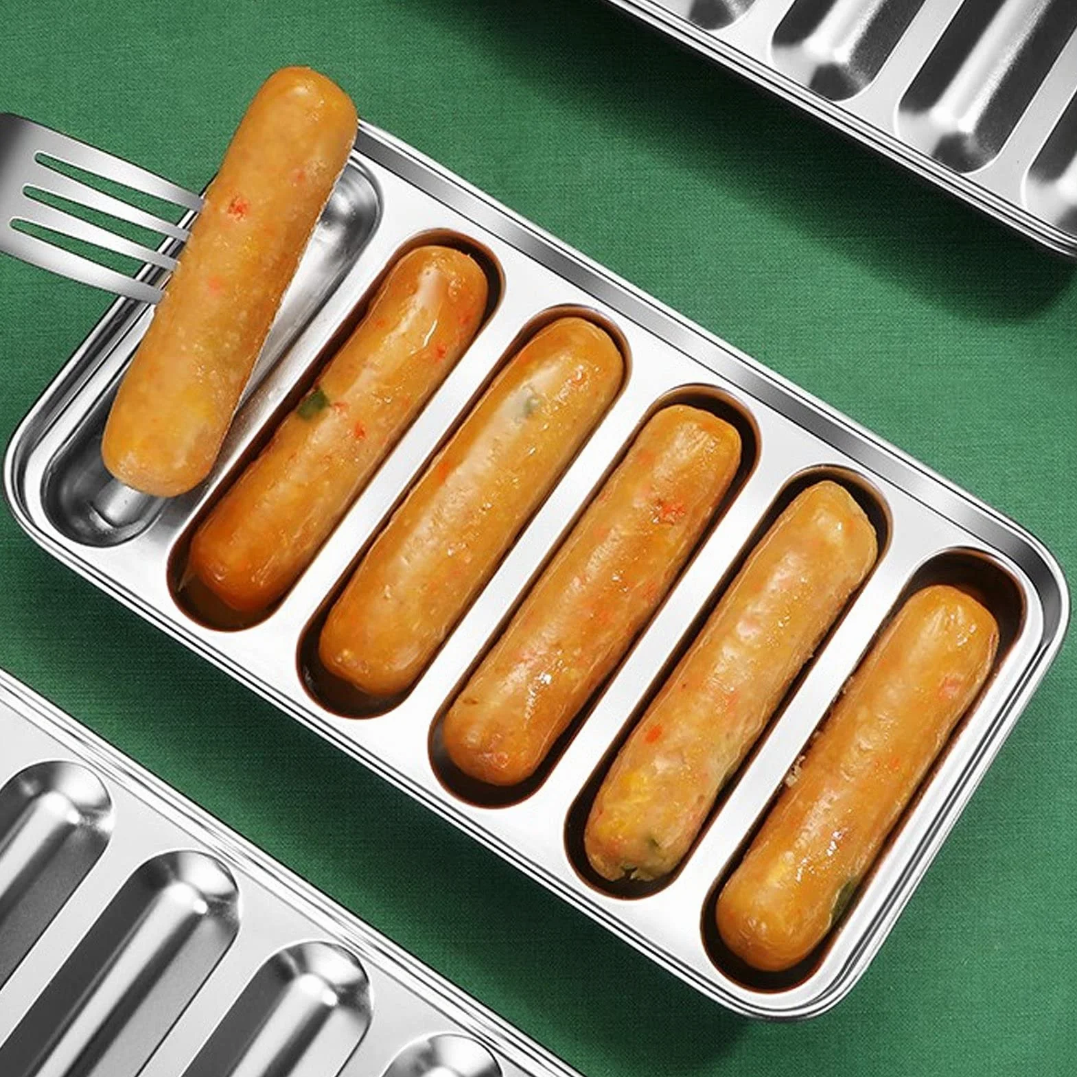 Forma do kiełbasy - forma do kiełbasy ze stali nierdzewnej 304, forma do hot dogów DIY Suplement diety dla niemowląt z 6-wnękowym pojemnikiem do pieczenia gotowania na parze mięso kiełbasa forma nie