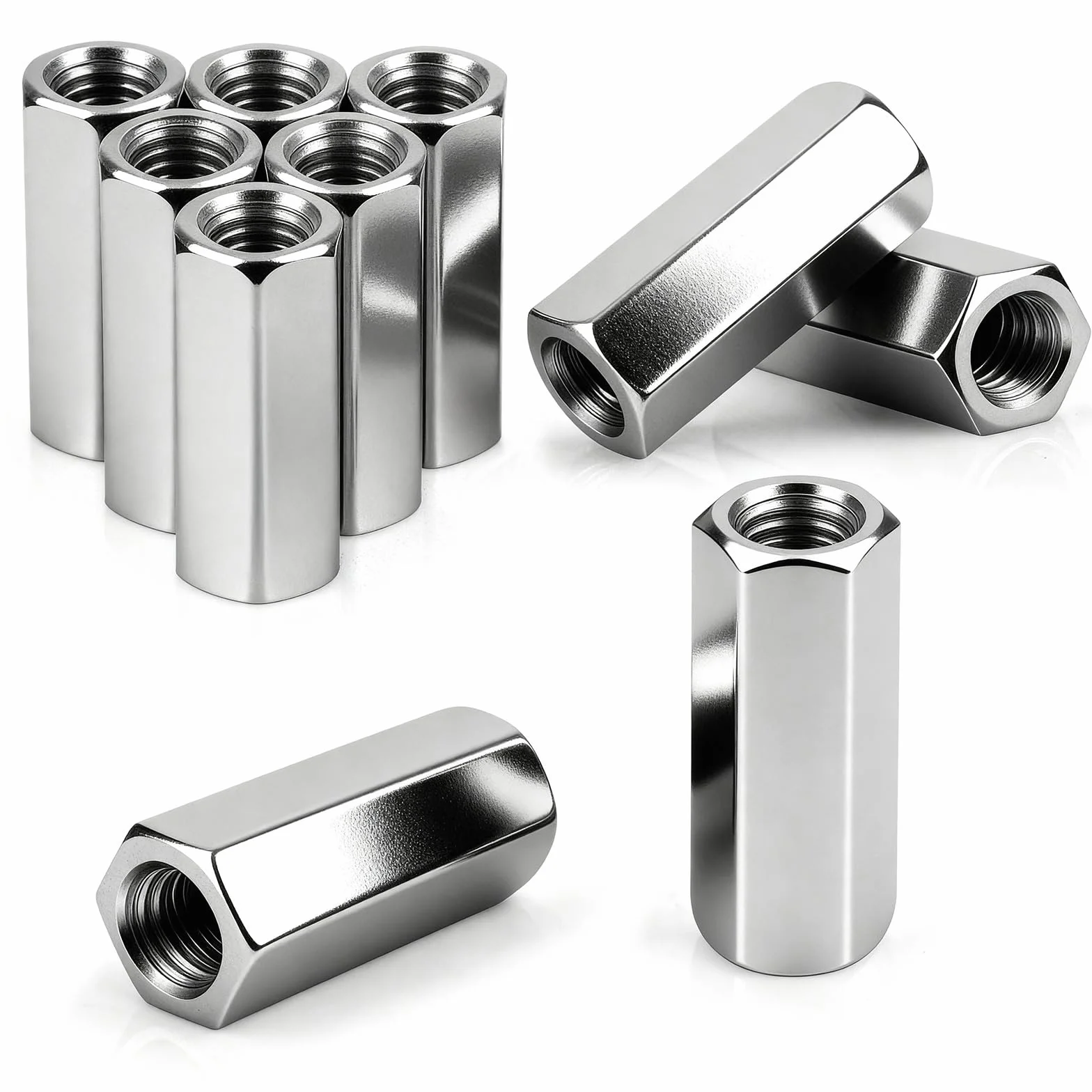 Nakrętki łączące M8 x 30 mm, 10 sztuk, tuleje gwintowane, ocynkowane, sześciokątne, mufy gwintowane, nakrętki dystansowe, nakrętki przedłużające do gospodarstwa domowego, sprzętu biurowego