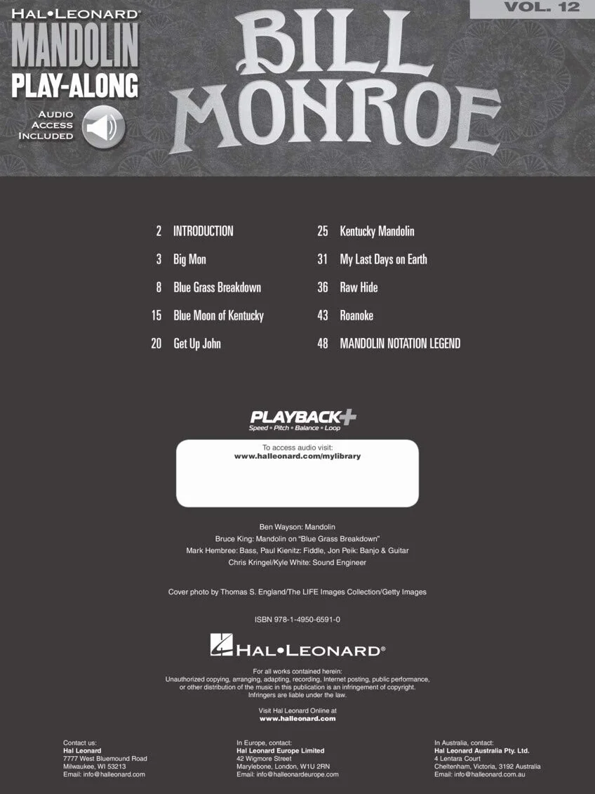 Bill Monroe: Mandolin Play-Along Volume 12