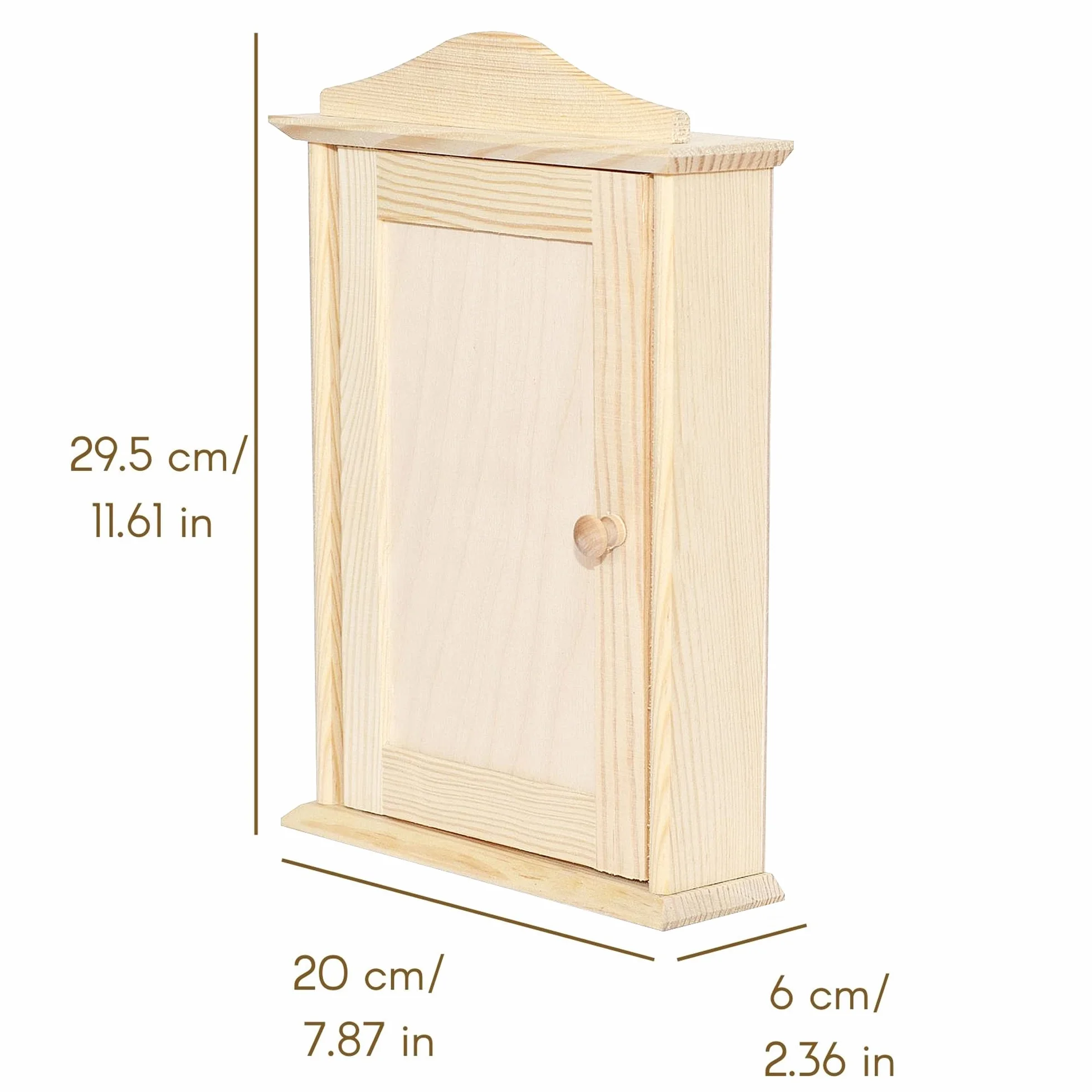 Creative Deco Drewniany Domek Szafka Wieszak na Klucze | 6 Haczyków | 20 x 6 x 29.5 cm | Niemalowany | Idealny do Wieszania Kluczy, do Dekoracji, Decoupage'u