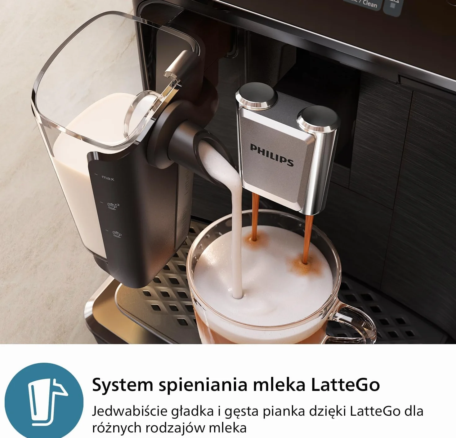 Philips Ekspres do Kawy Serii 2300 LatteGo SilentBrew Młynek Ceramiczny AquaFilter Czarny EP2330/10