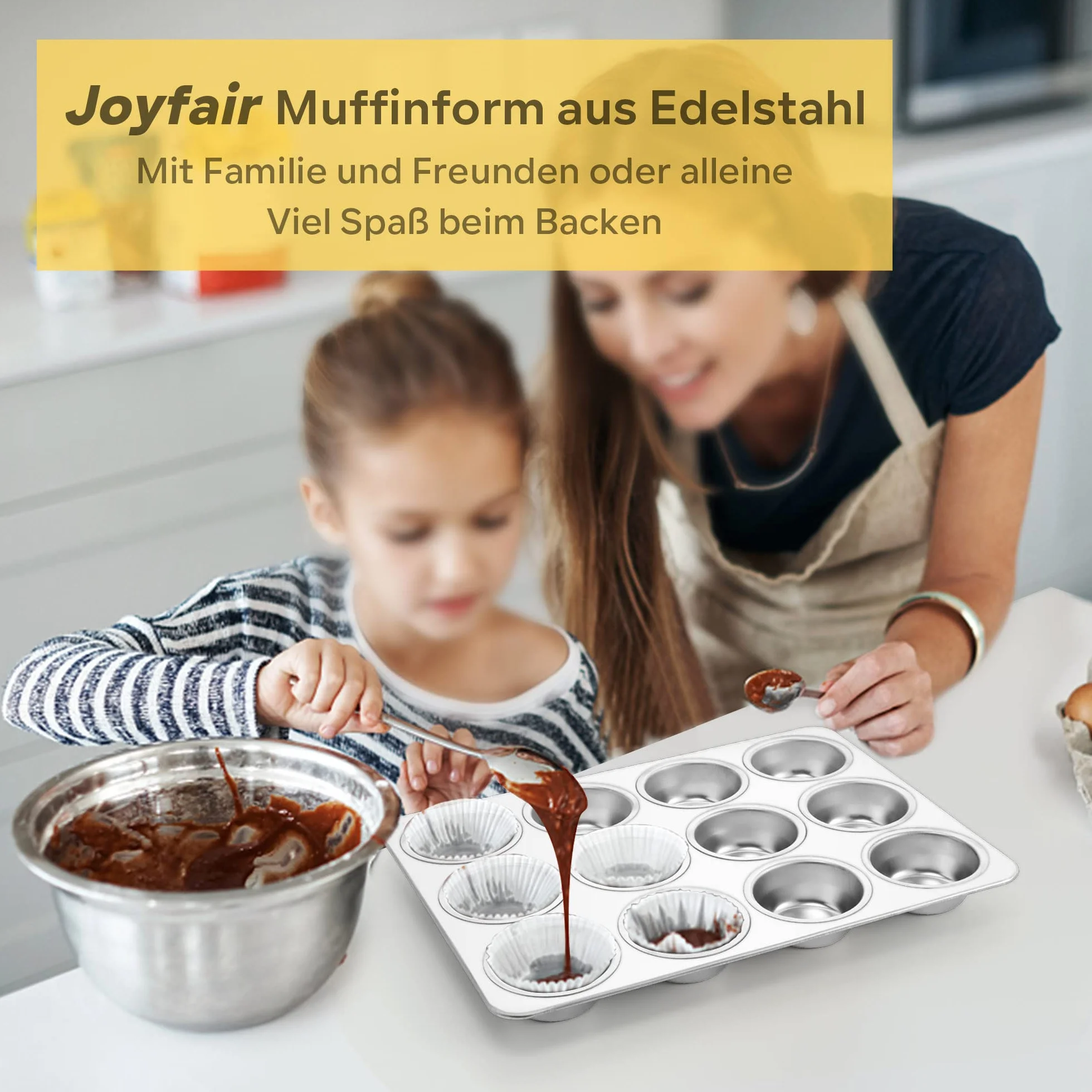 Joyfair Forma do muffinek ze stali nierdzewnej na 12 muffinów