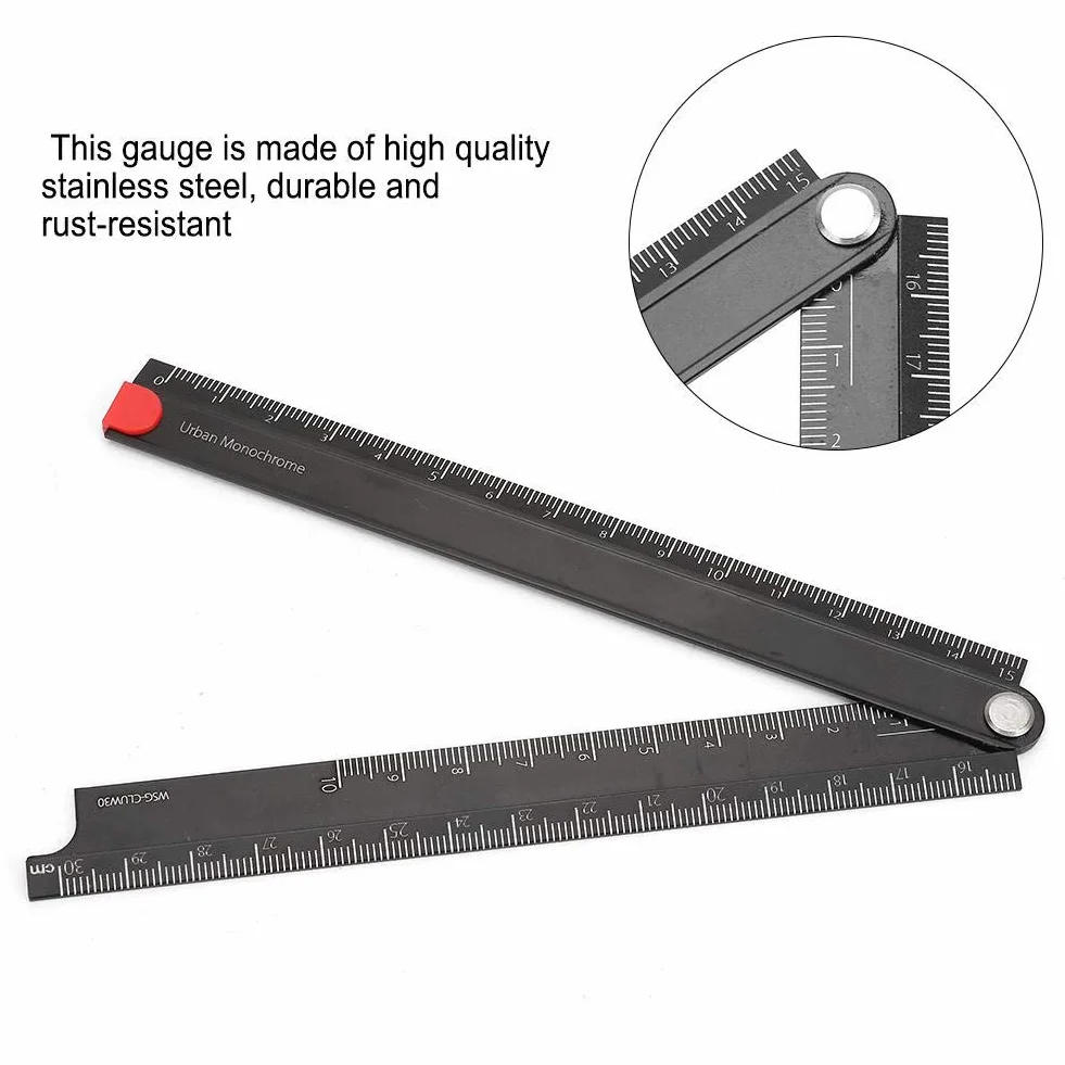 1 linijka ze stopu aluminium, linijka 0-300 mm, składana metalowa linijka do pisania pod kątem 90°, typ L, miarka (kąt 90°)