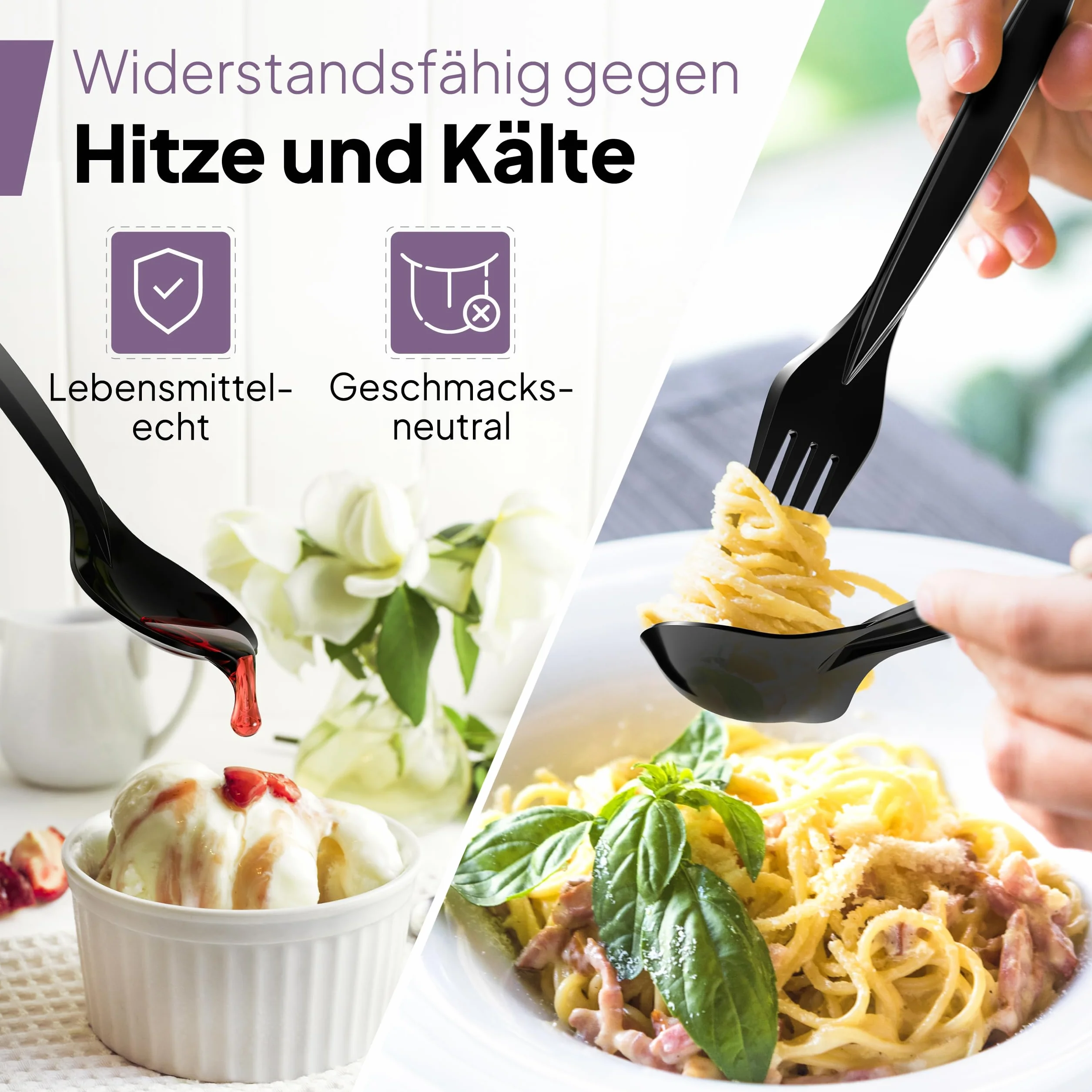 Plastikowe widelce wielokrotnego użytku Inoverse 50 sztuk czarne imprezowe outdoor