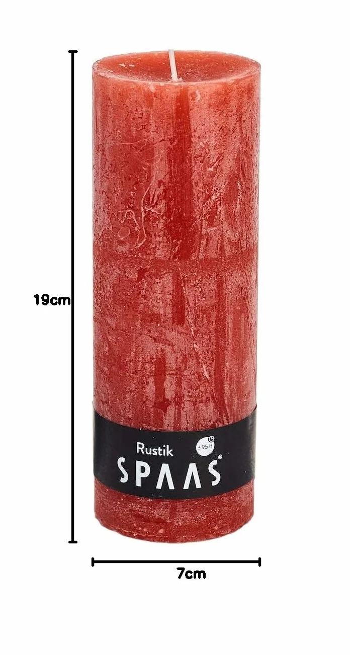 Spaas Rustic Unscented Pillar Candle 68/190 mm, ± 95 Hours, Ginger Orange