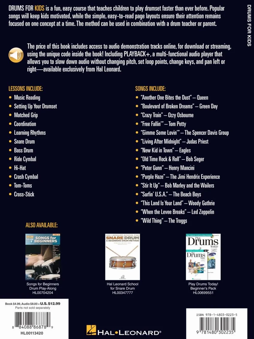 Hal Leonard Drums for Kids a Beginner's Guide with Step-By-Step Instruction for Drumset - Book/Online Audio