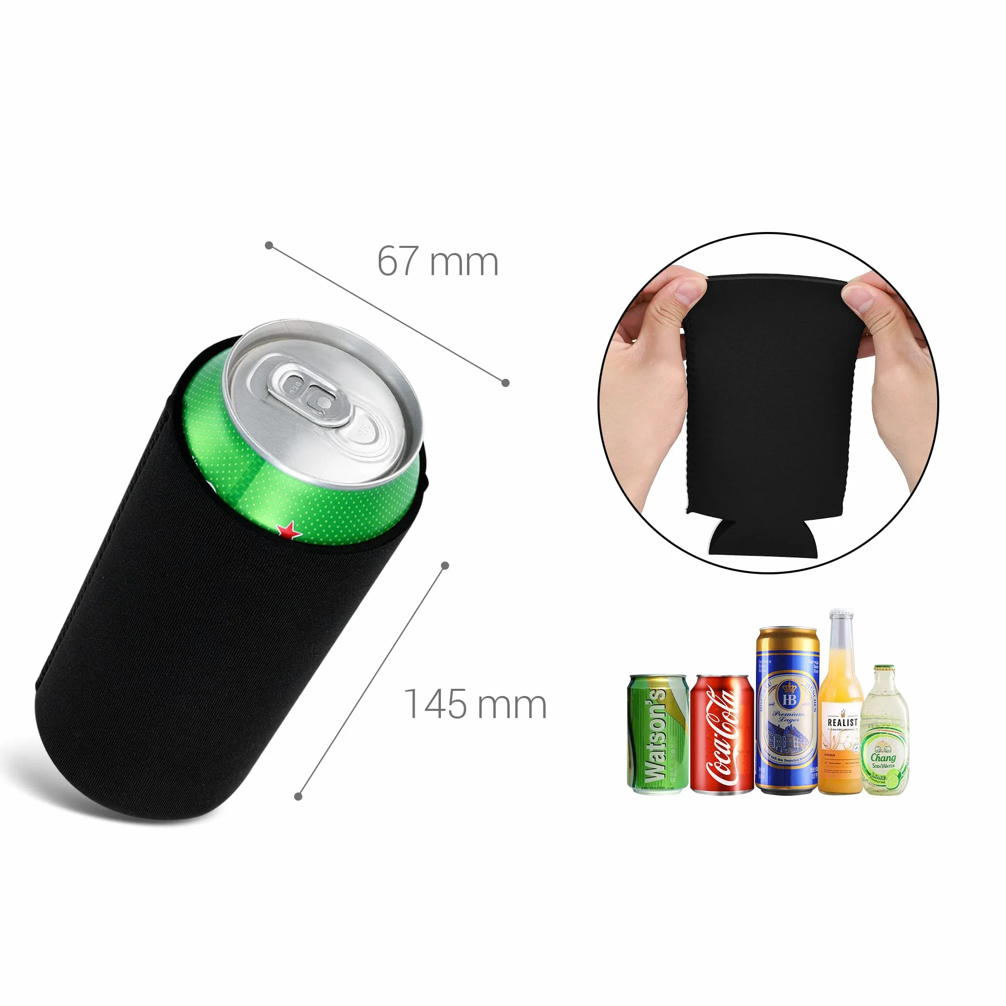 kwmobile Zestaw 2 neoprenowych chłodziarek do puszek 500 ml – czarne