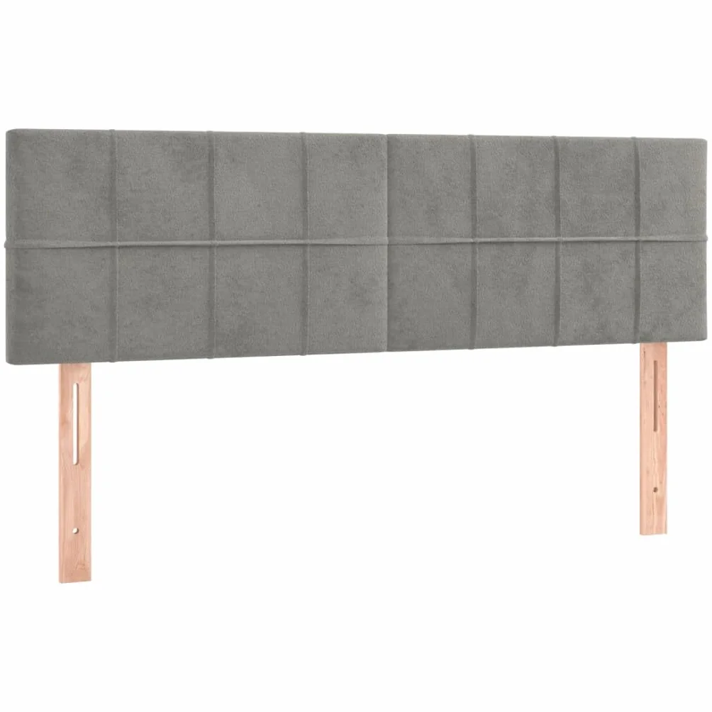 vidaXL Zagłówki do łóżka, 2 szt., jasnoszare, 72x5x78/88 cm, aksamit