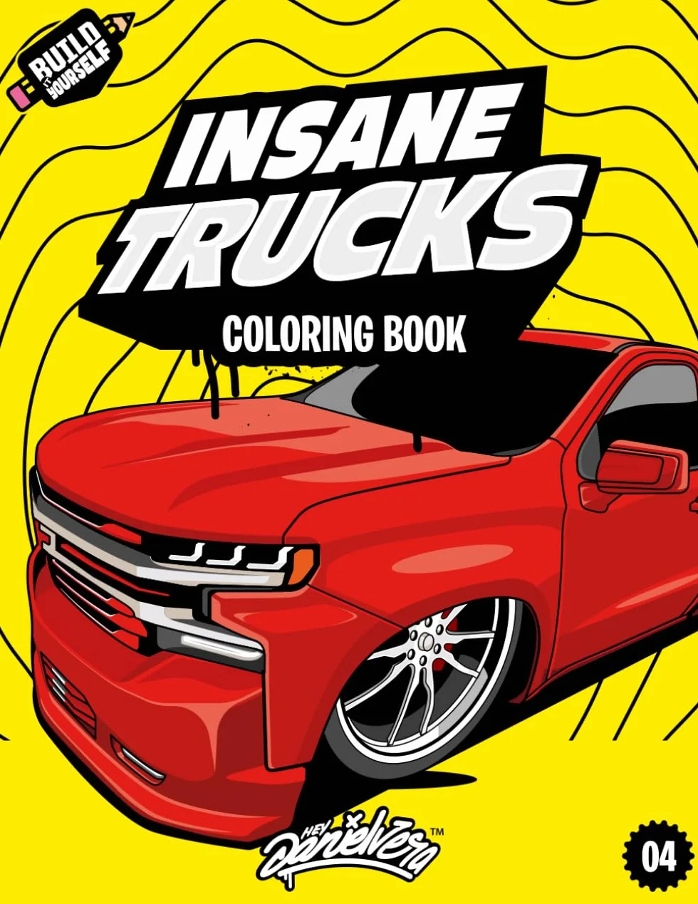 Insane Trucks Coloring Book: Fun pickups trucks adventure with 60 coloring pages for kids & teens Ages 6-18