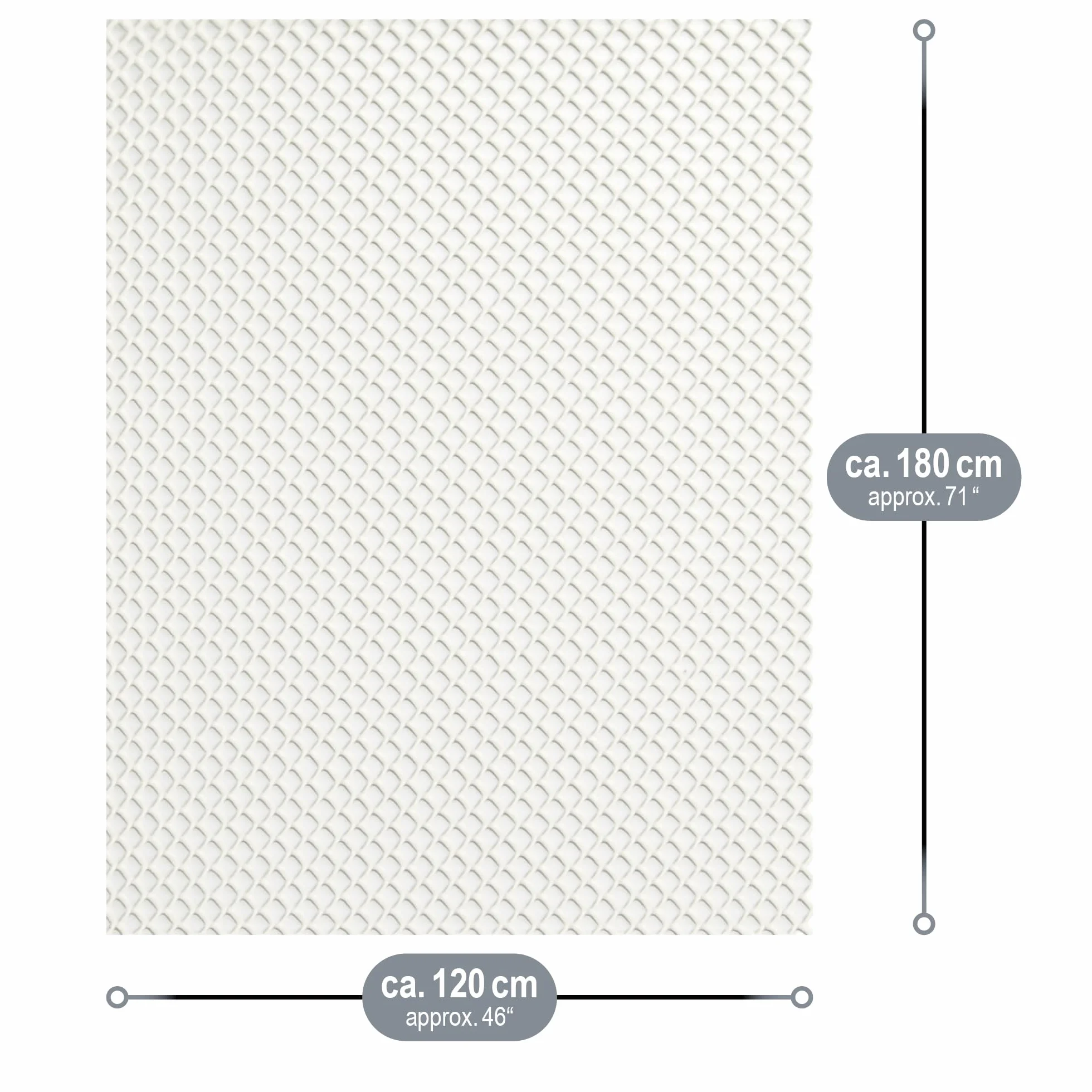 COM-FOUR® Mata antyposlizgowa do dywanu - podkladka pod dywan 180x120 cm - stoper do dywanu - mata antyposlizgowa w kolorze bialym - mata do szuflady z mozliwoscia przyciecia