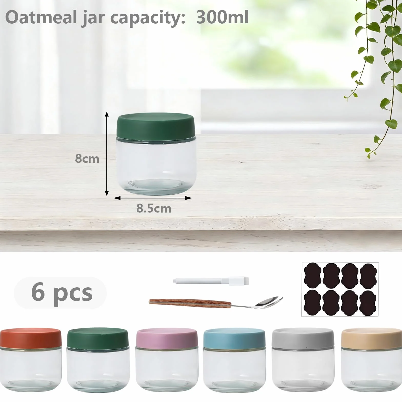 Słoiki na płatki owsiane 6 sztuk 300 ml z zakręcaną pokrywką Mason Jar