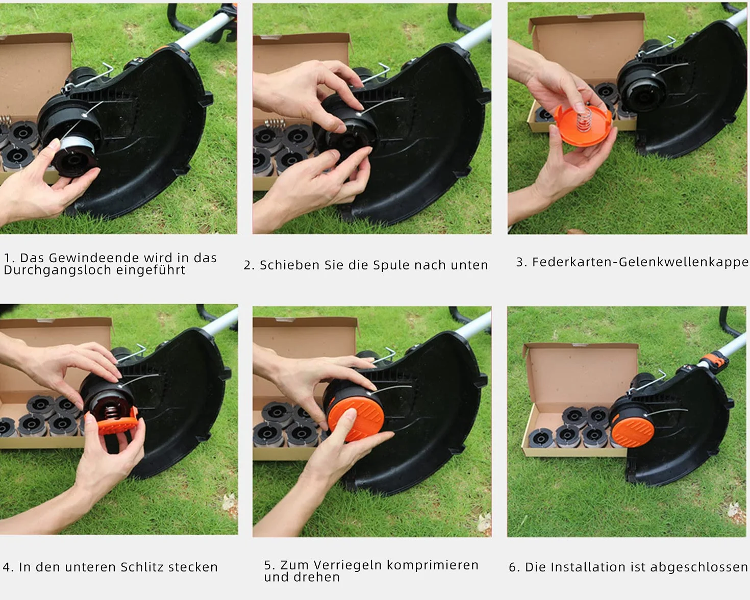 Zestaw 6 szpulek żyłkowych A6481 A6485 do podkaszarki Black Decker STC1820CM STC1820PC STC1820EPC STC1840EPC ST5530 ST1823 GLC1823L20 (6 sztuk)