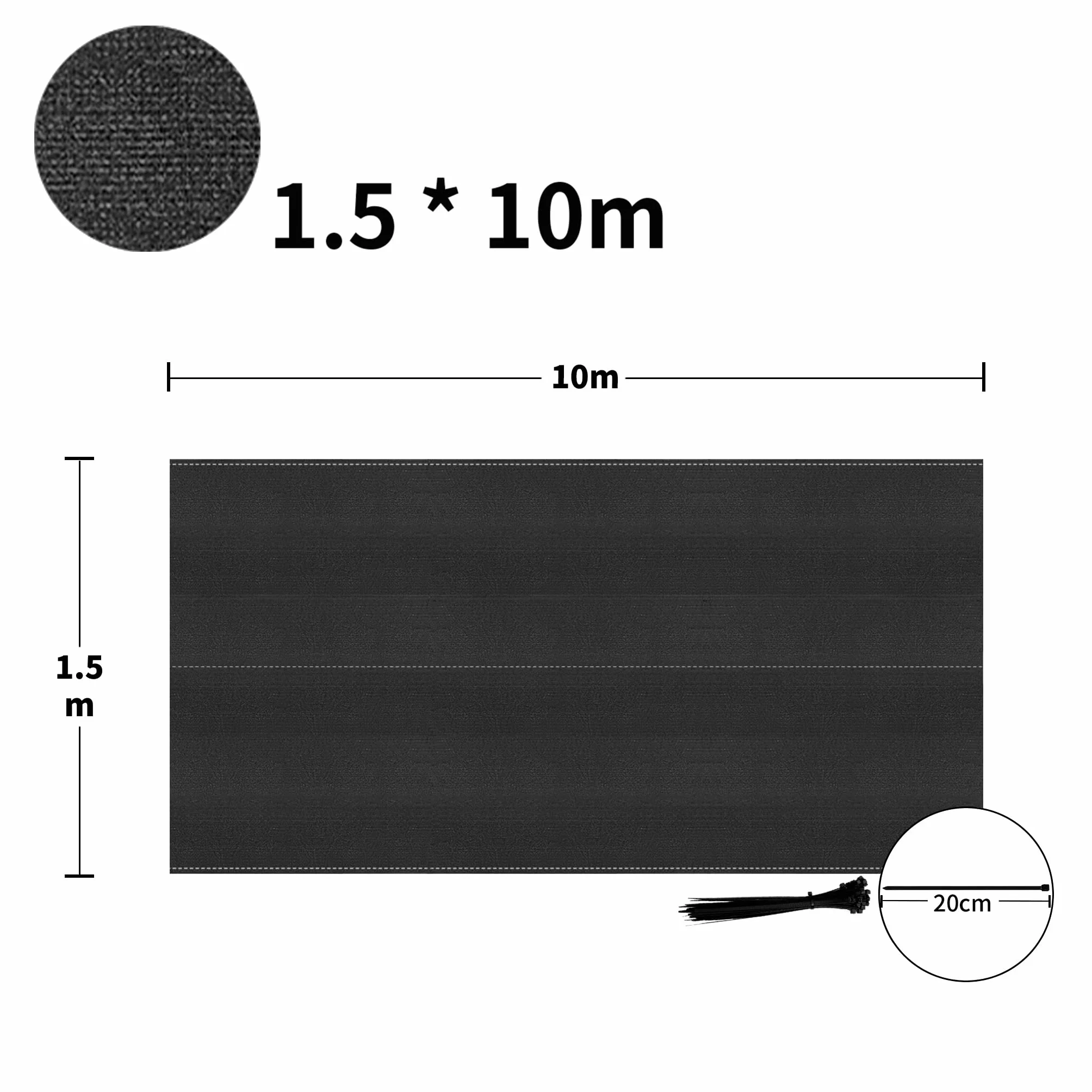 Froadp 1.5x10m Ekran Ogrodzeniowy Siatka Wiatrochronna Ogrodzenie Ogrodowe HDPE Parawan Ochronny Ekran do Tenisa z Opaską 150g/m² Siatka Cieniująca Siatka Tkaninowa na Ogrodzenie Balkon (Antracyt)