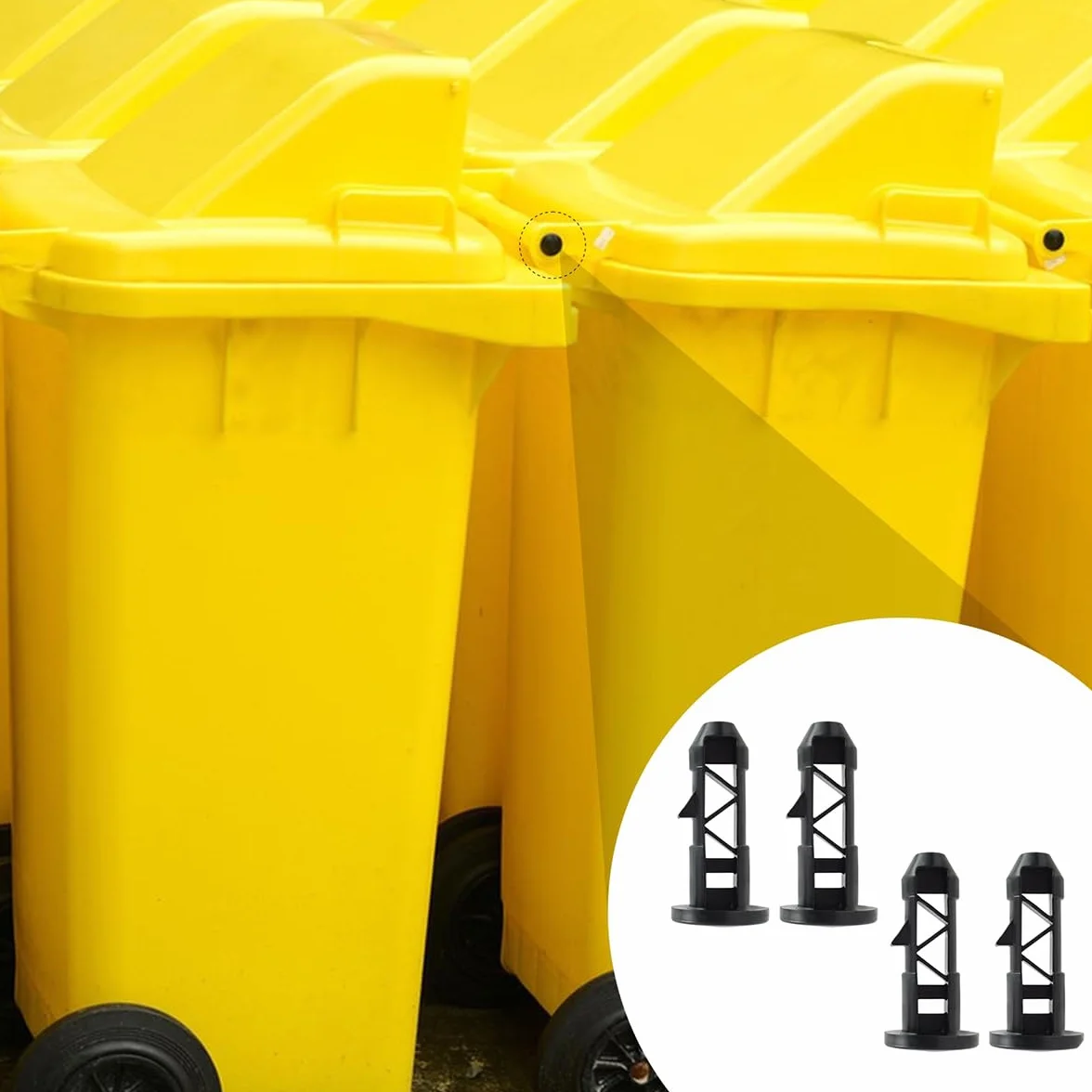 Kołki do zawiasów pokrywy kosza Wheelie, 4 szt. plastikowy zamiennik do pojemnika na odpady 240 l, klipsy do pokrywy pasują do zielonego czarnego Otto ESE UK, 68 mm x 31 mm, do domowych i