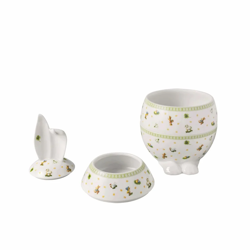 Villeroy & Boch Easter Delight pojemnik okrągły w kształcie jajka porcelana Premium 3-częściowy ozdobny pojemnik na słodycze