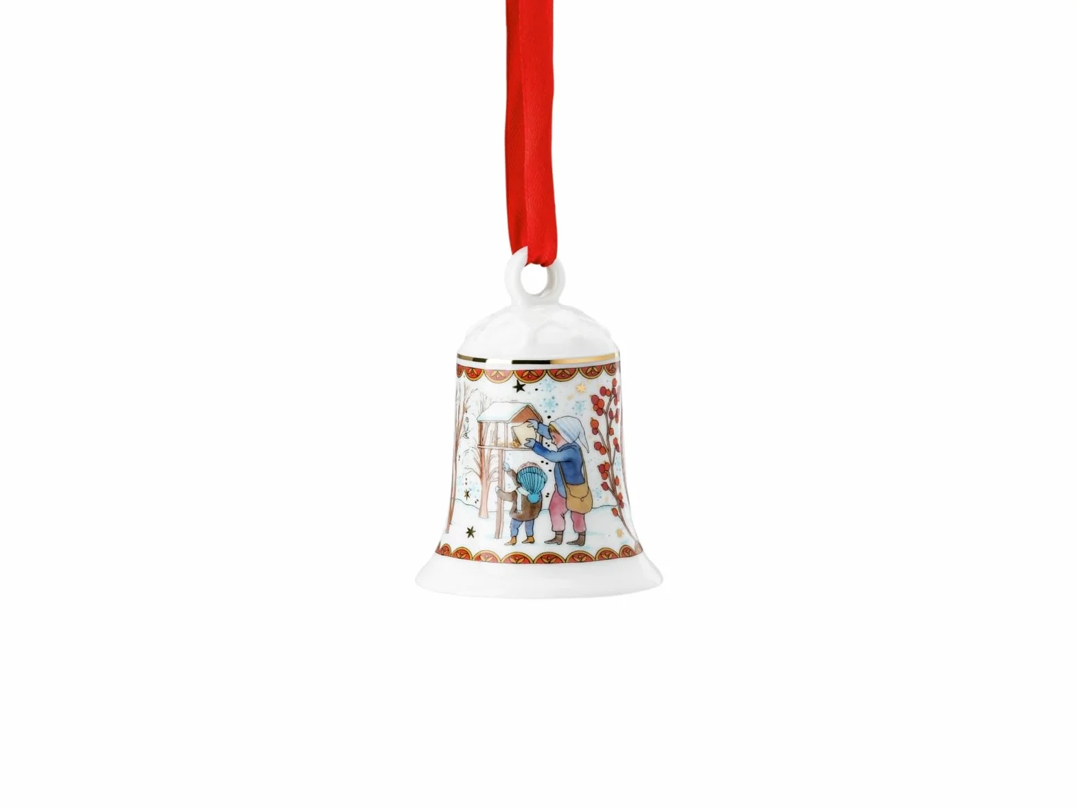 Hutschenreuther 2021 Porcelański dzwonek bożonarodzeniowy, prezenty świąteczne, 7 cm, wielokolorowy