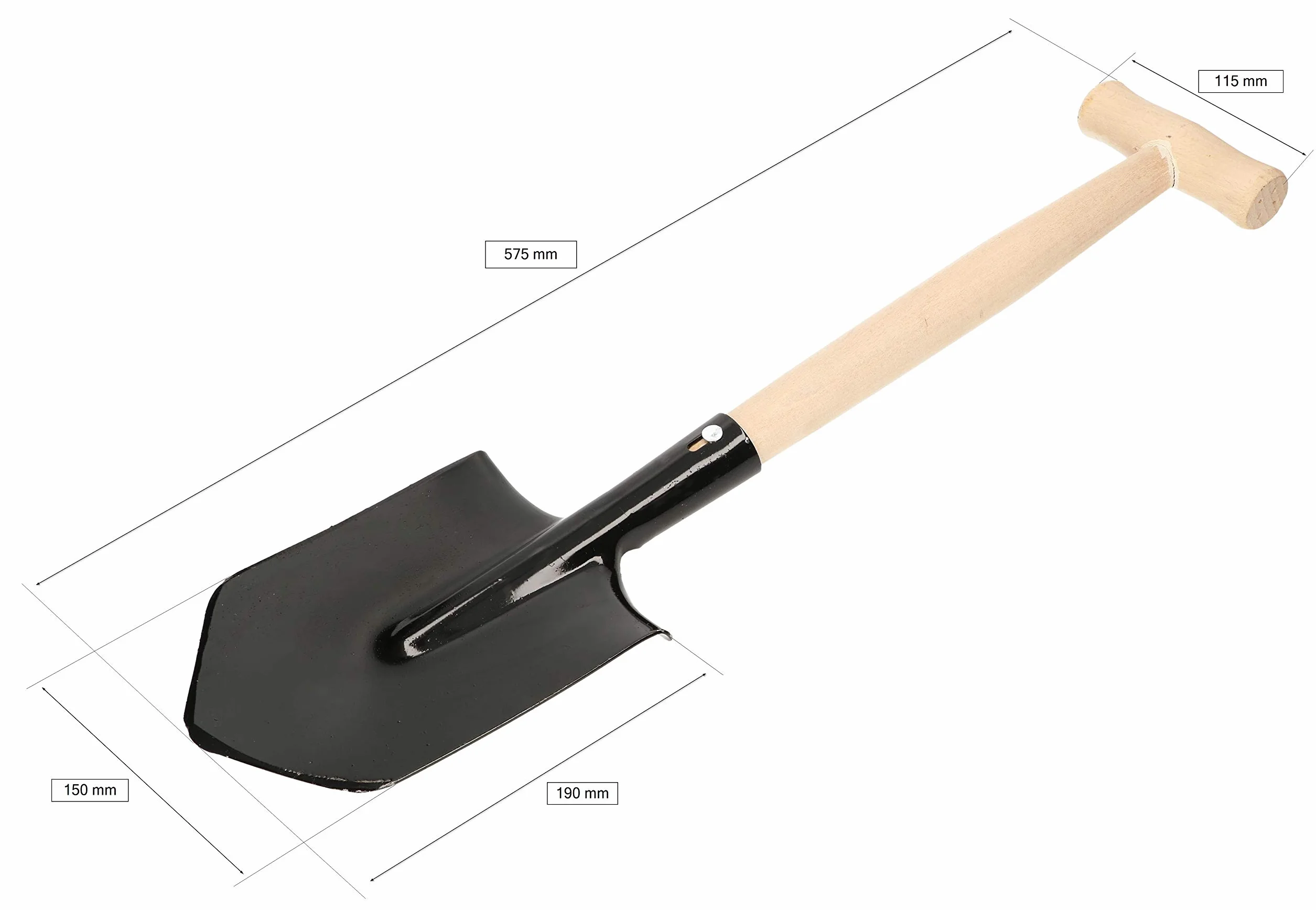 KOTARBAU® Łopatka polowa 60 cm z drewnianym trzonkiem, krótka szpatułka, ostre krawędzie, do aktywności na świeżym powietrzu