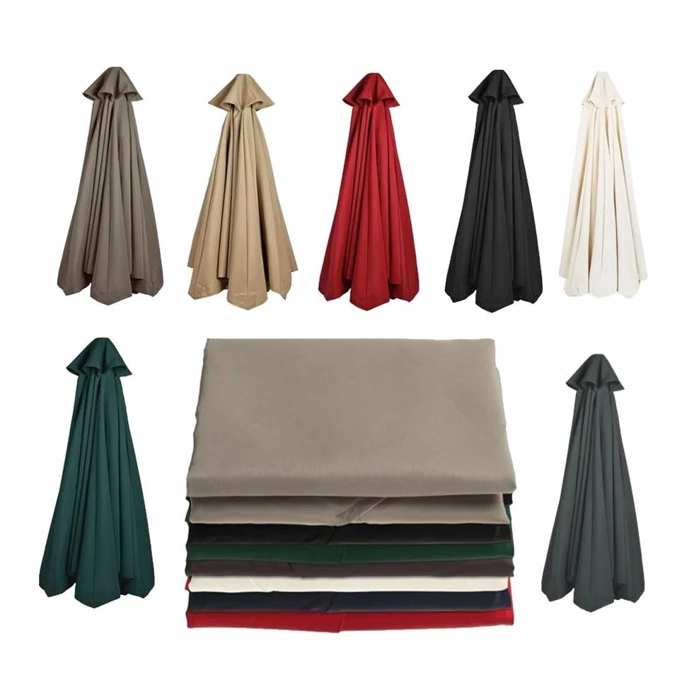 Canvas Patio Umbrella Replacement 8 Ribs Canopy, Waterproof Anti-Ultraviolet Fabric For Banana Middle Column In Garden, Or Sand，Canopy Only(Dark green,3.5m/8 ribs)