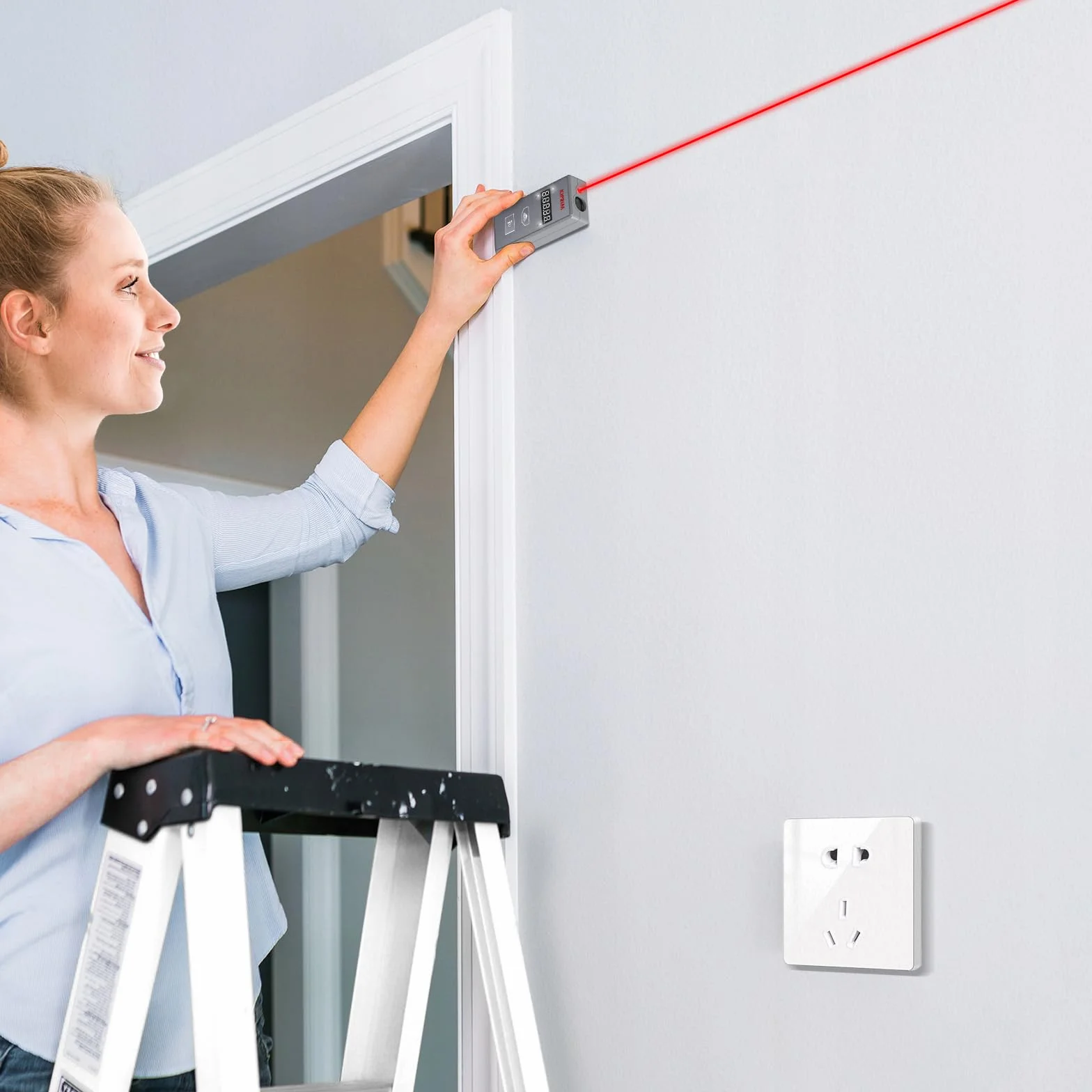 Kiprim Kompaktowy laserowy miernik odległości 70 m LD70M mini laserowe narzędzie pomiarowe taśma laserowa 69,8 m, przełączana jednostka M/FT