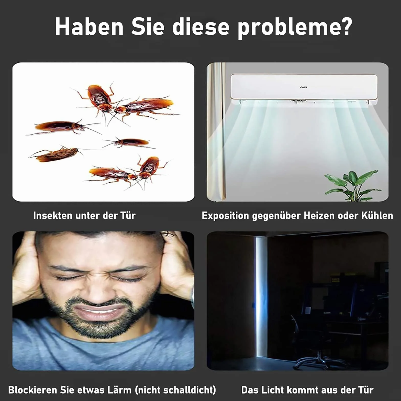 Uszczelka do drzwi, samoprzylepna, stoper przeciągów, 94 cm pod blokadą drzwi, izolowana, ochrona przed warunkami atmosferycznymi, dźwiękoszczelna, uszczelka drzwi na dole (biała)